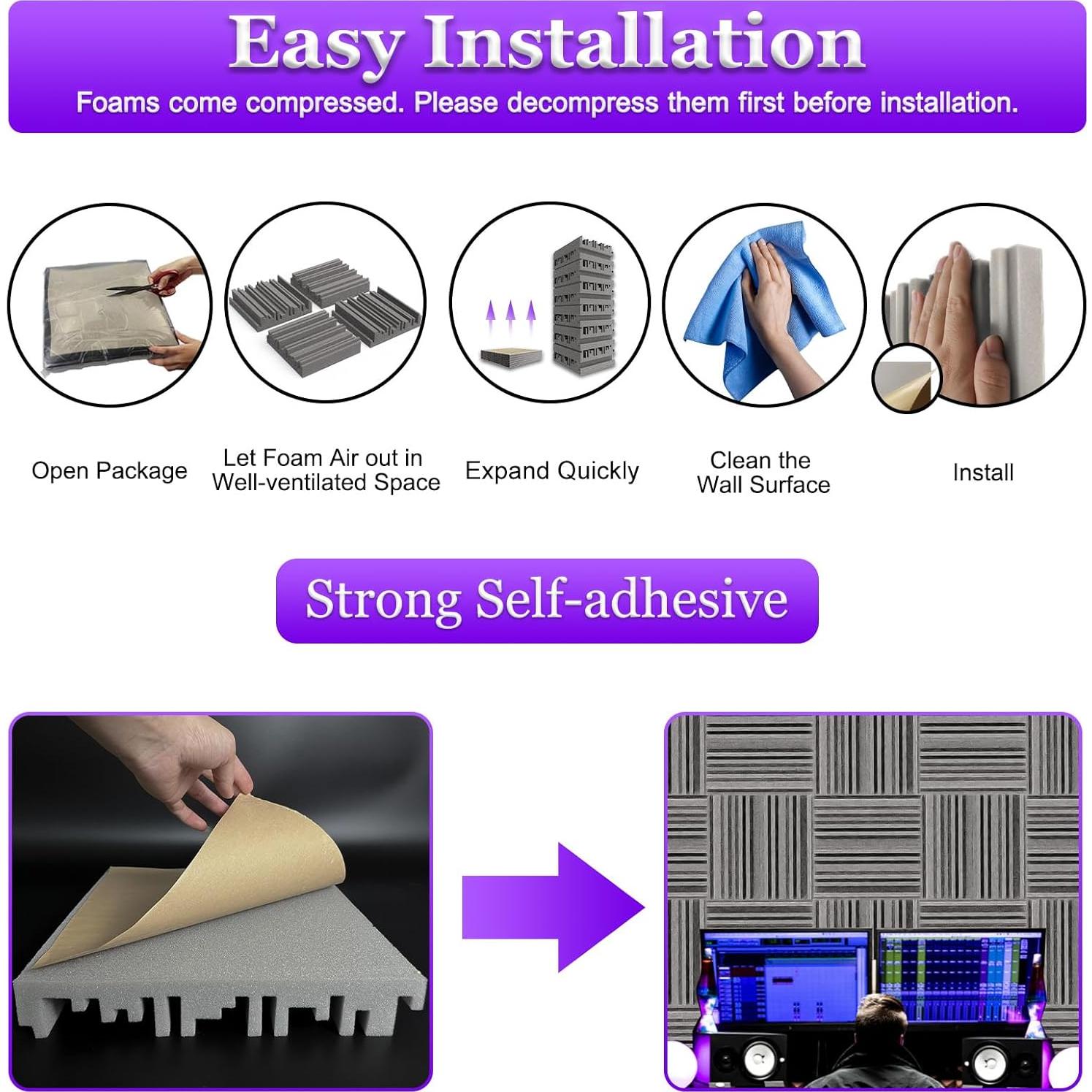 Paneles Acústicos Autoadhesivos TroyStudio 30x30 cm 6 Pcs