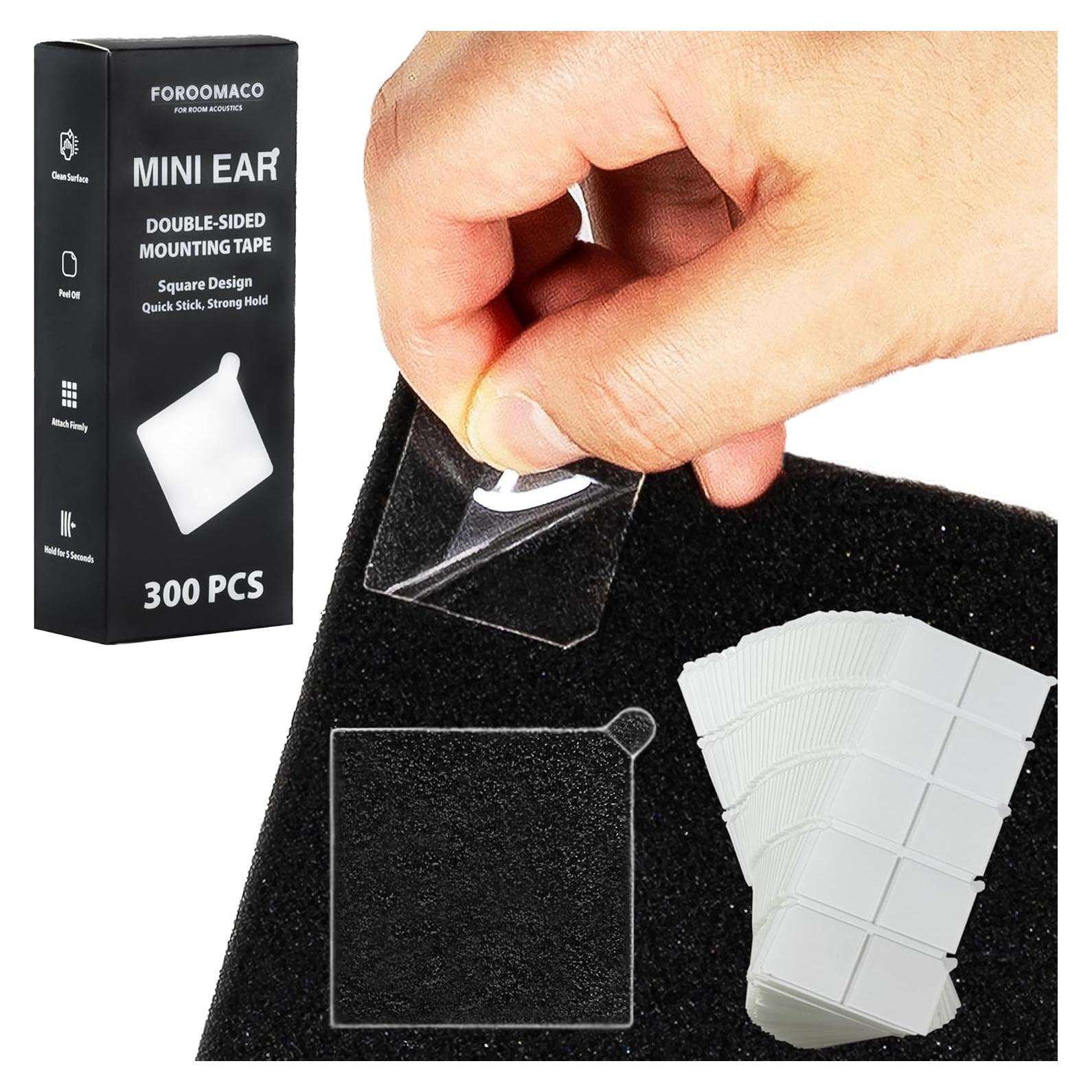 300 Cintas Adhesivas Doble Cara Mini Oreja Foroomaco 3x3cm