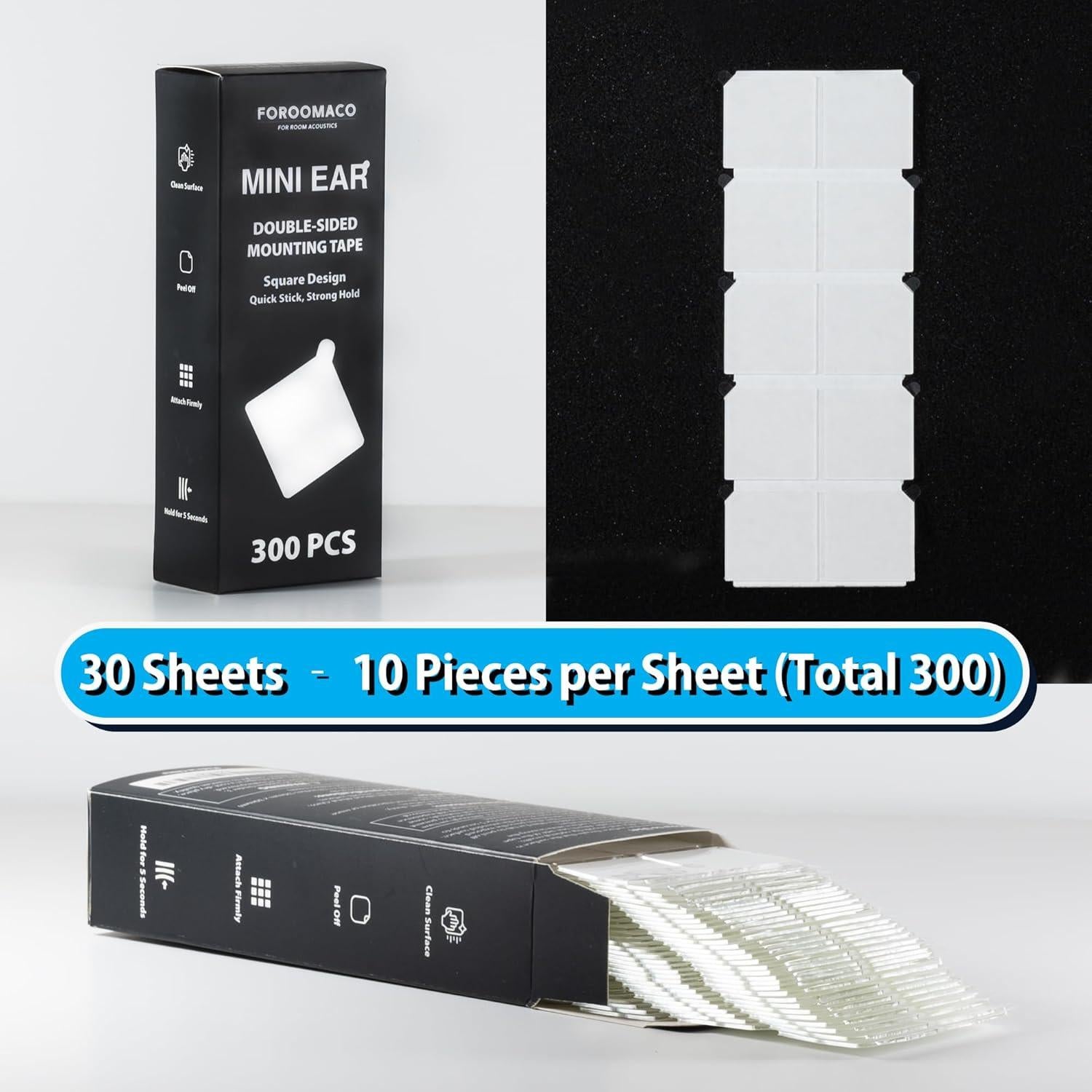 300 Cintas Adhesivas Doble Cara Mini Oreja Foroomaco 3x3cm