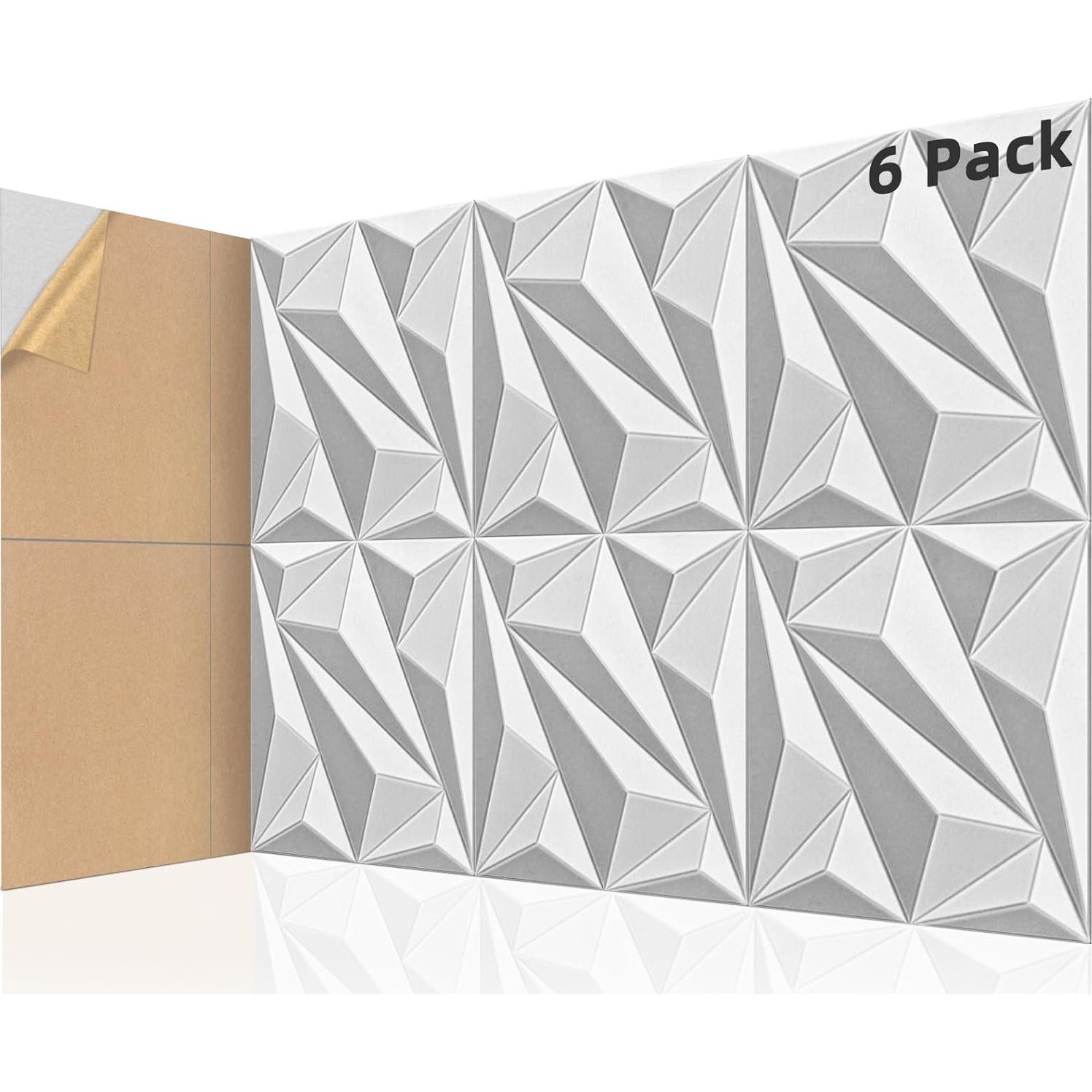 Paneles Acústicos Art3dwall 60x60 cm Paquete de 6 Blanco y Gris