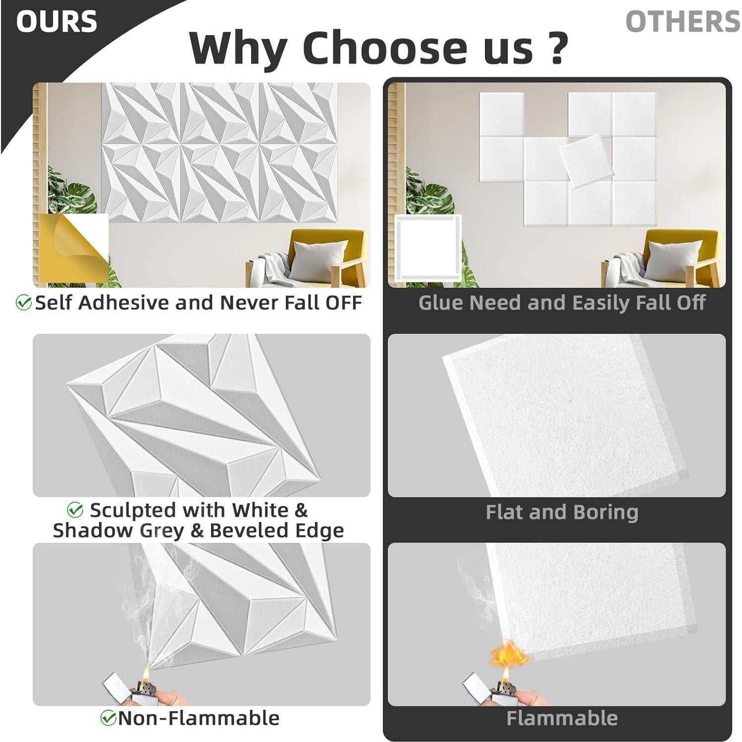 Paneles Acústicos Art3dwall 60x60 cm Paquete de 6 Blanco y Gris