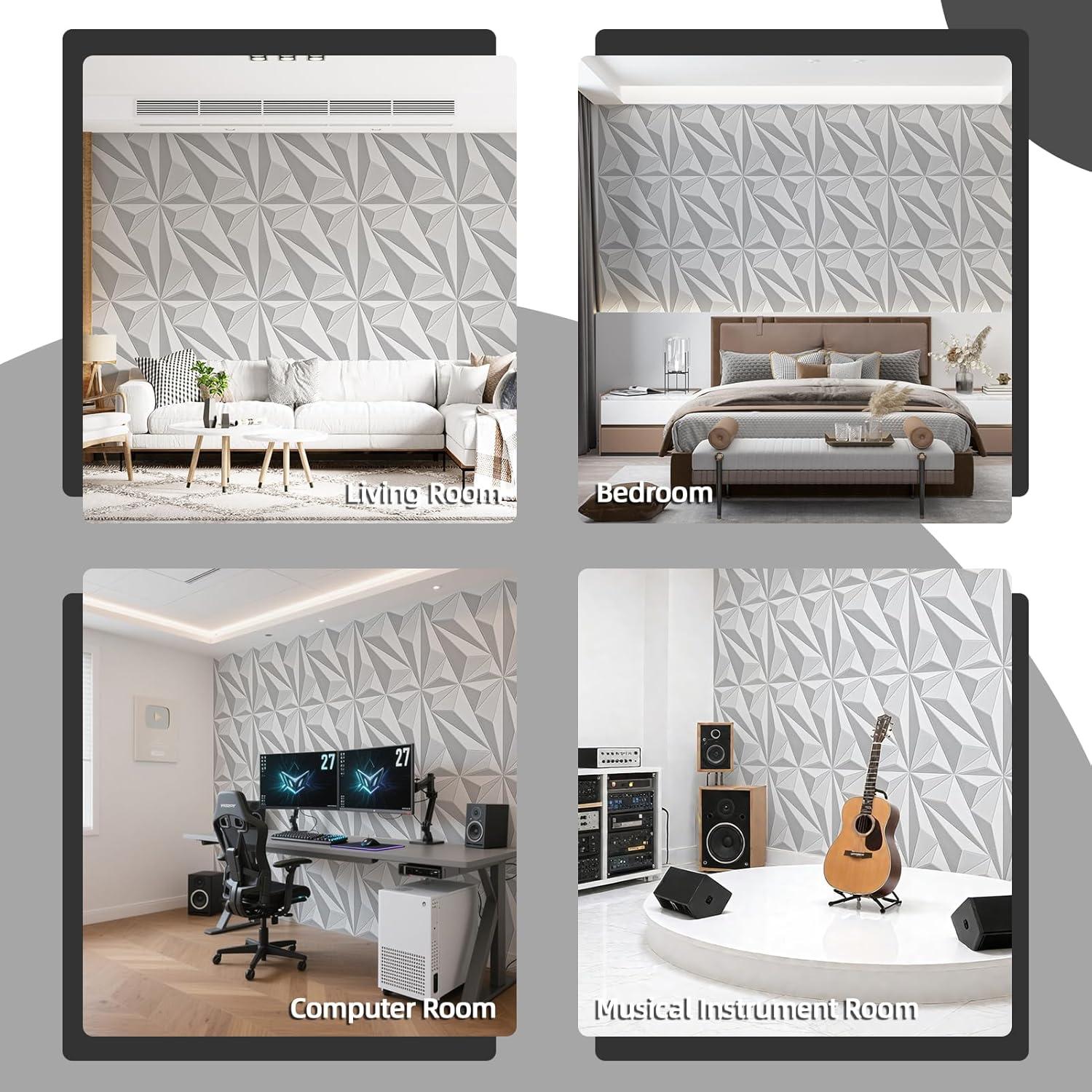 Paneles Acústicos Art3dwall 60x60 cm Paquete de 6 Blanco y Gris