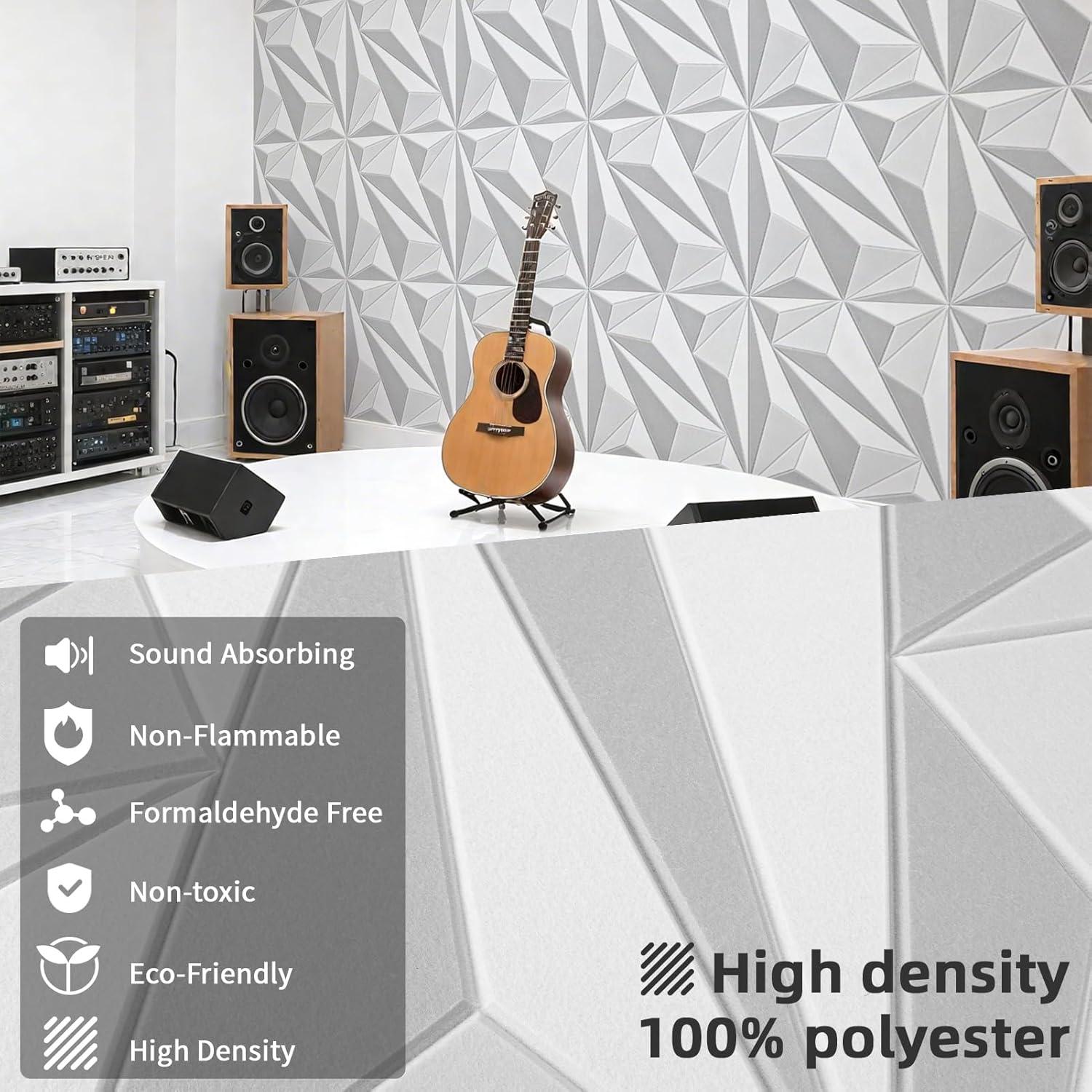 Paneles Acústicos Art3dwall 60x60 cm Paquete de 6 Blanco y Gris