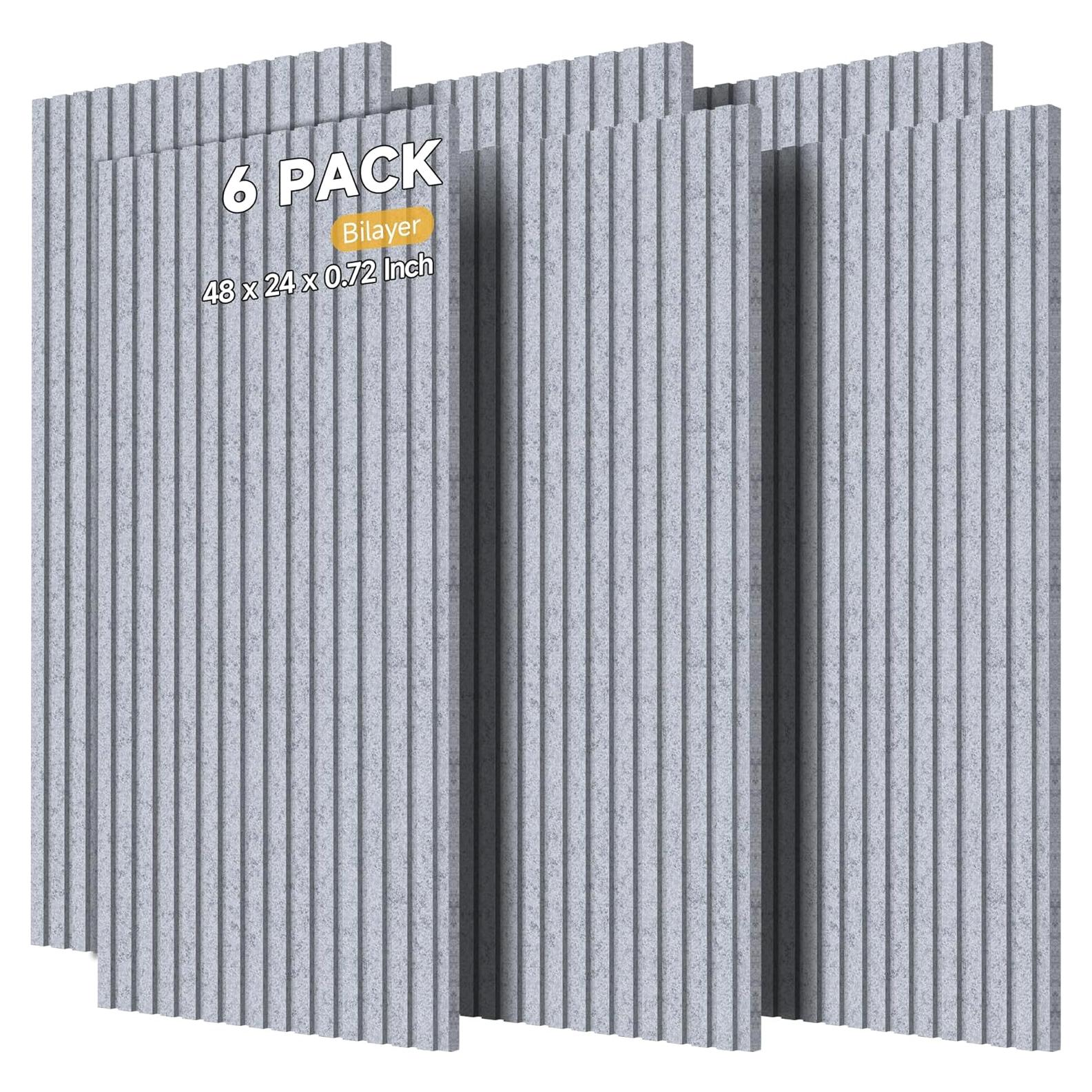 Paquete de 6 Paneles Acústicos Doble Capa 121.9x61.0 cm Gris