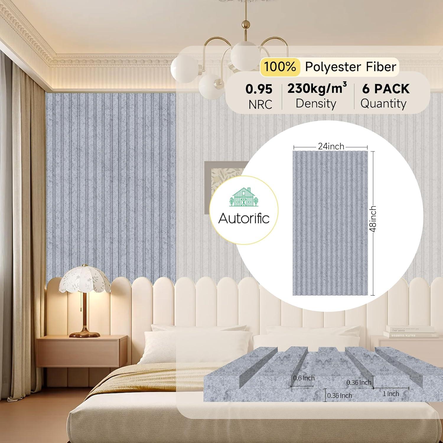 Paquete de 6 Paneles Acústicos Doble Capa 121.9x61.0 cm Gris