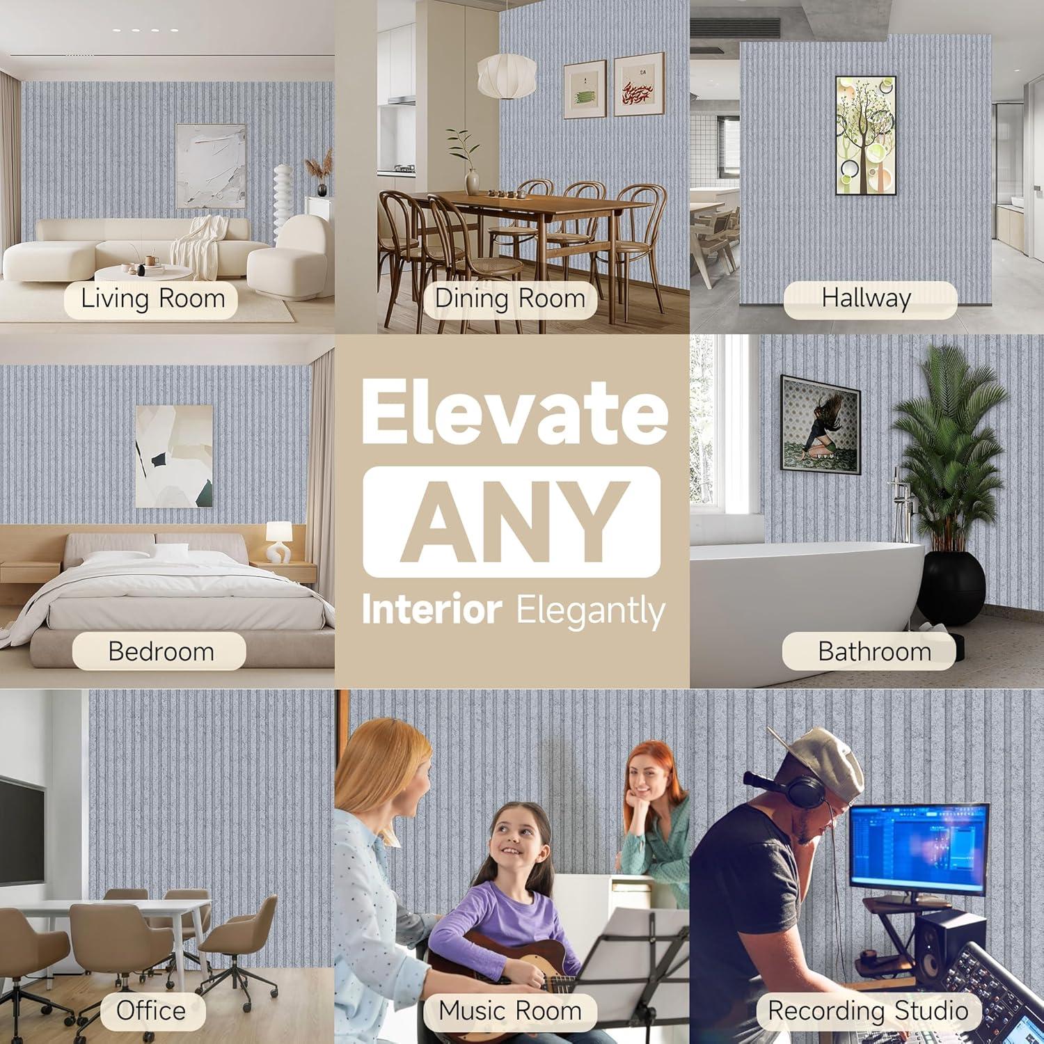 Paquete de 6 Paneles Acústicos Doble Capa 121.9x61.0 cm Gris