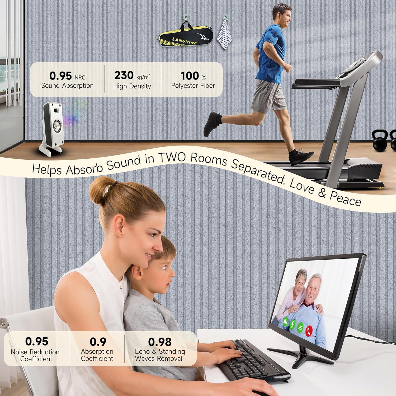 Paquete de 6 Paneles Acústicos Doble Capa 121.9x61.0 cm Gris