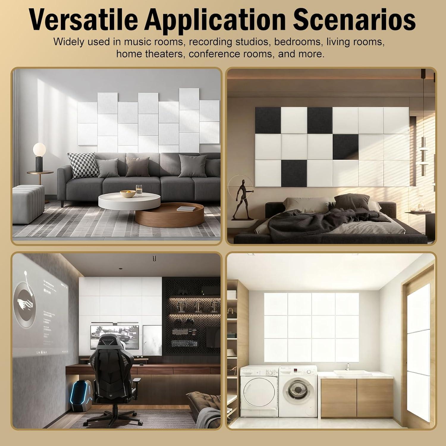 Paquete de 12 Paneles Acústicos Autoadhesivos Xisono 30x30 cm