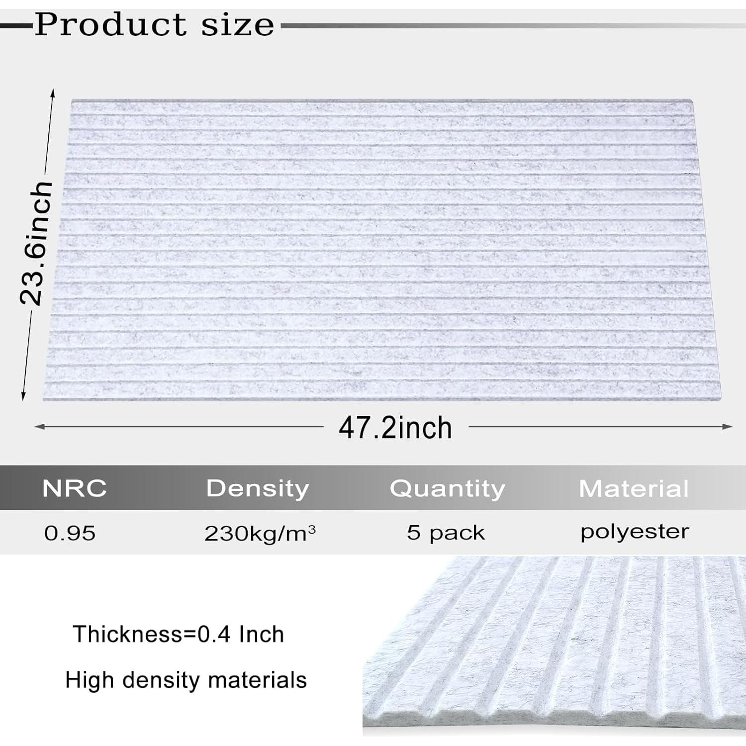Paquete de 5 Paneles Acústicos JVJVJ 121.9x61x1 cm Gris