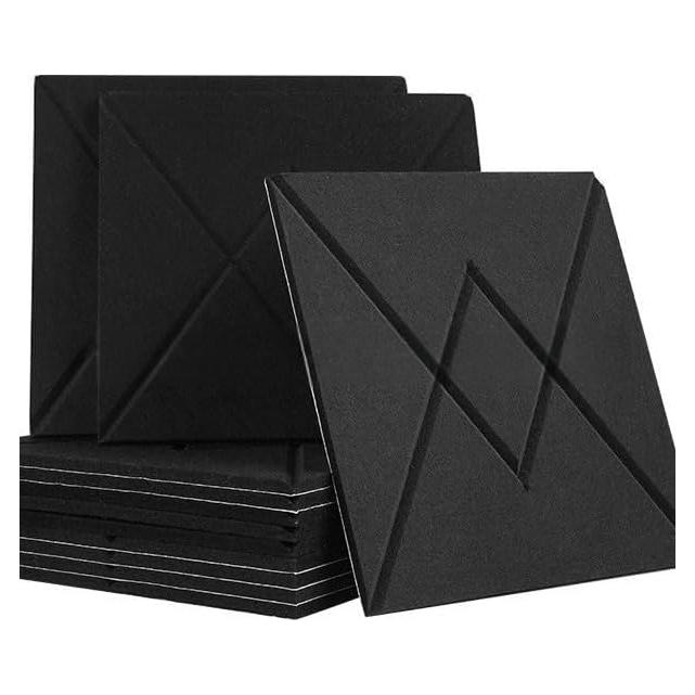 Paquete de 12 Paneles Acústicos Autoadhesivos 30x30cm Negro