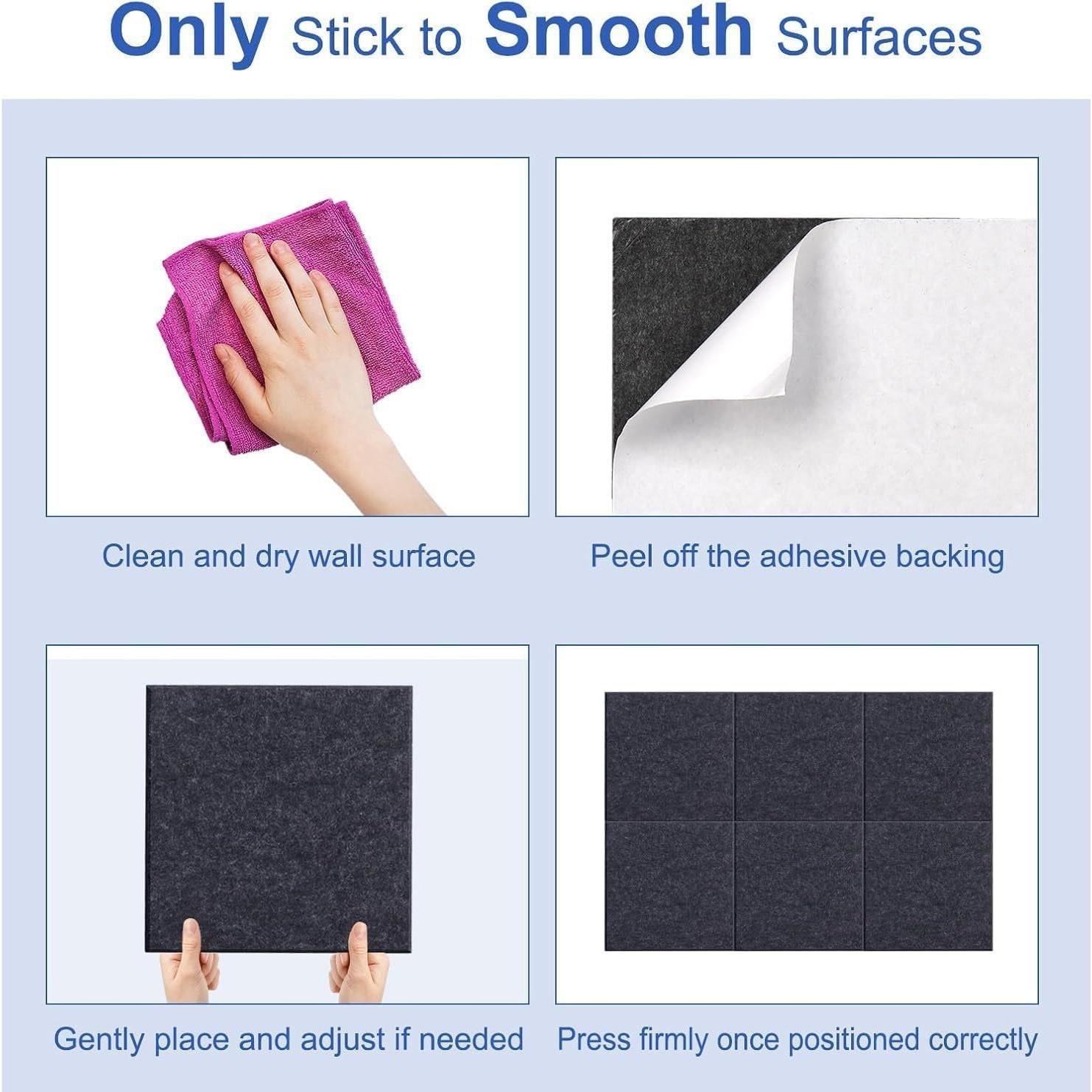 Paquete de 12 Paneles Acústicos Autoadhesivos 30x30cm Negro