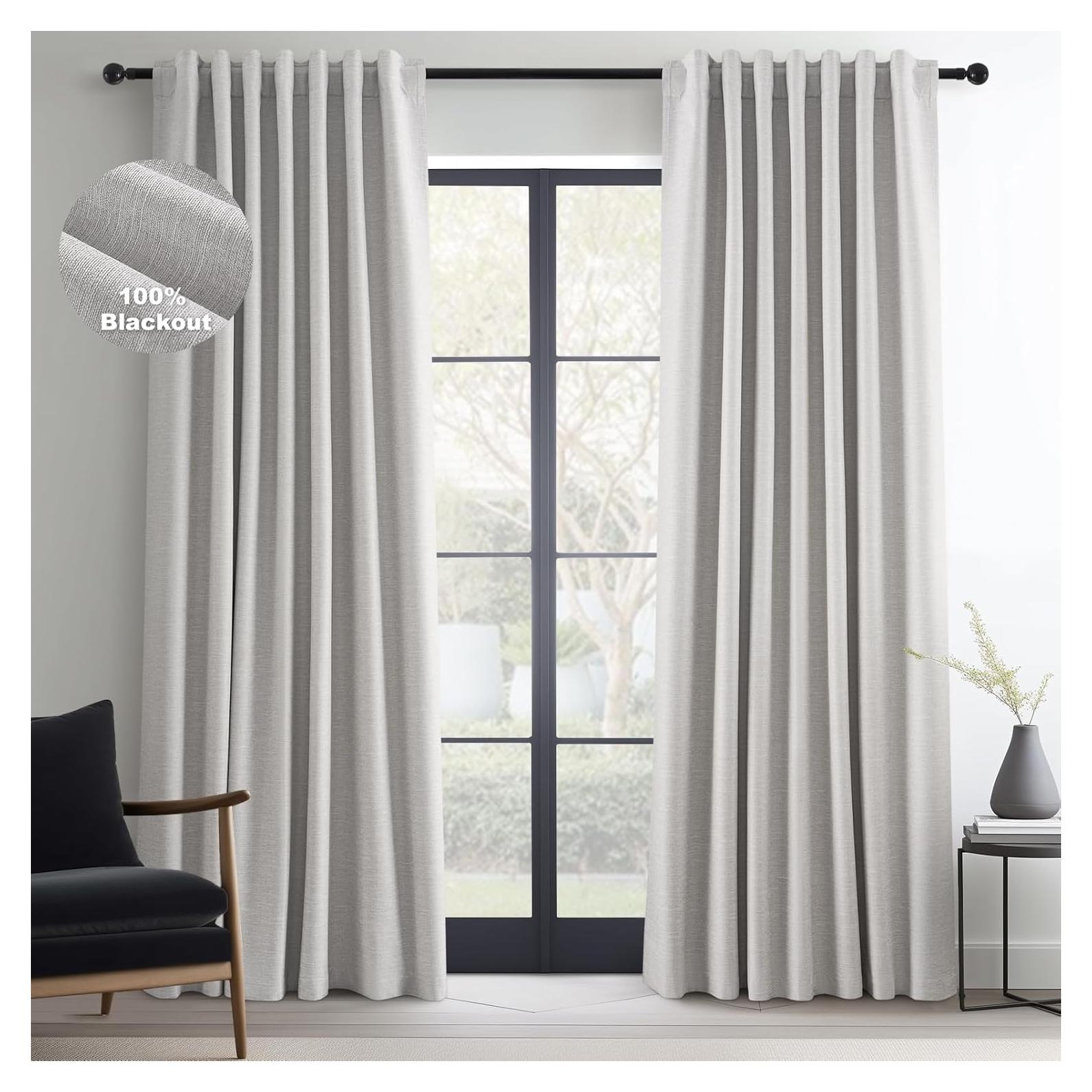 Cortinas Blackout Topfinel 132x274 cm Gris Beige 2 Paneles