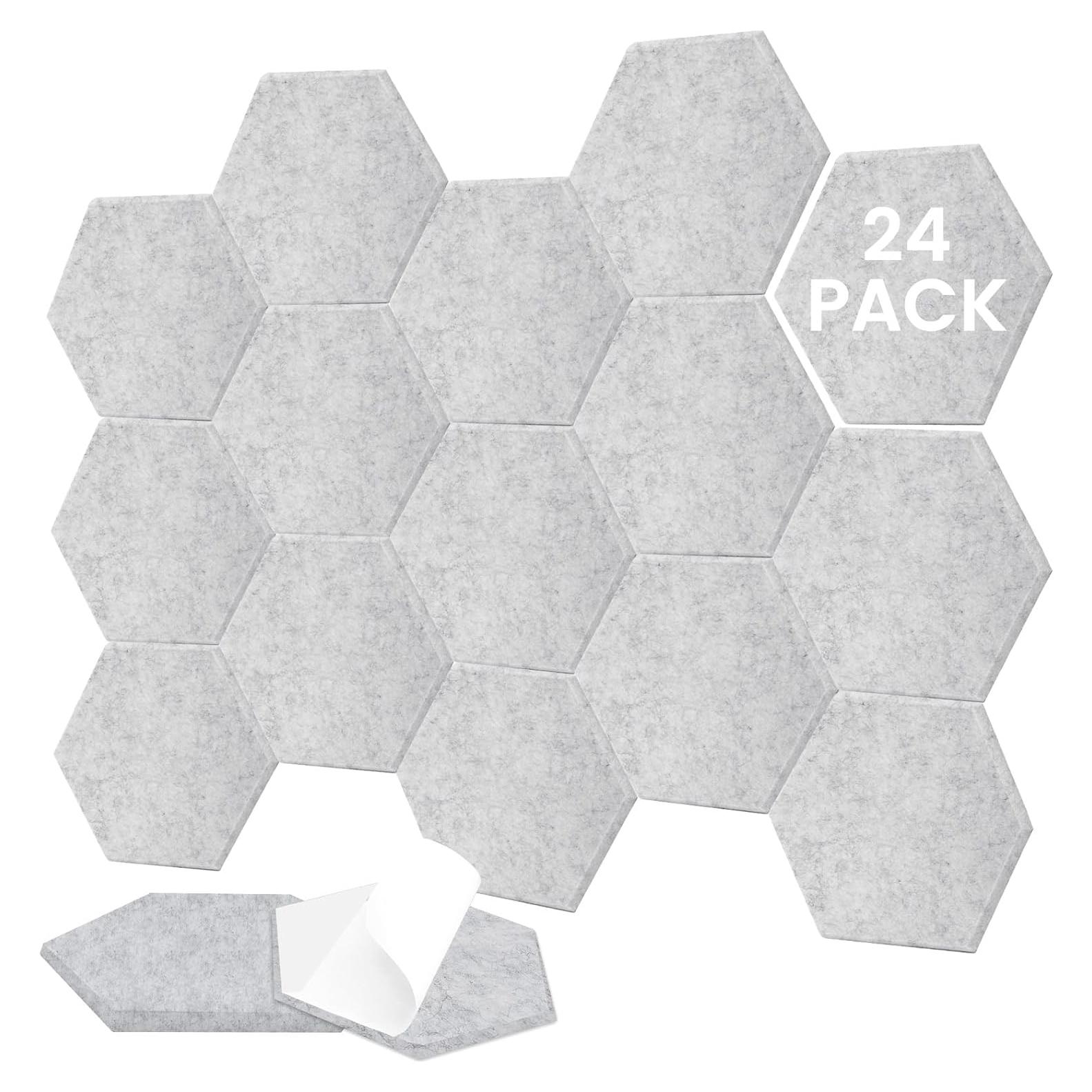Paneles Acústicos Hexagonales 24-Pack Grises 30.5x22.9cm