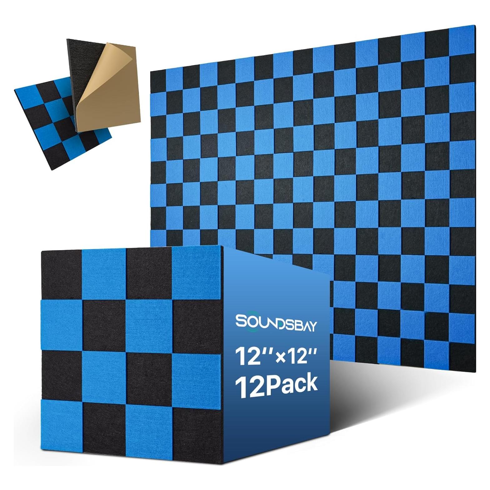 Paneles Acústicos Aislantes Soundsbay, 12 Piezas 30.48cm Azul+Negro