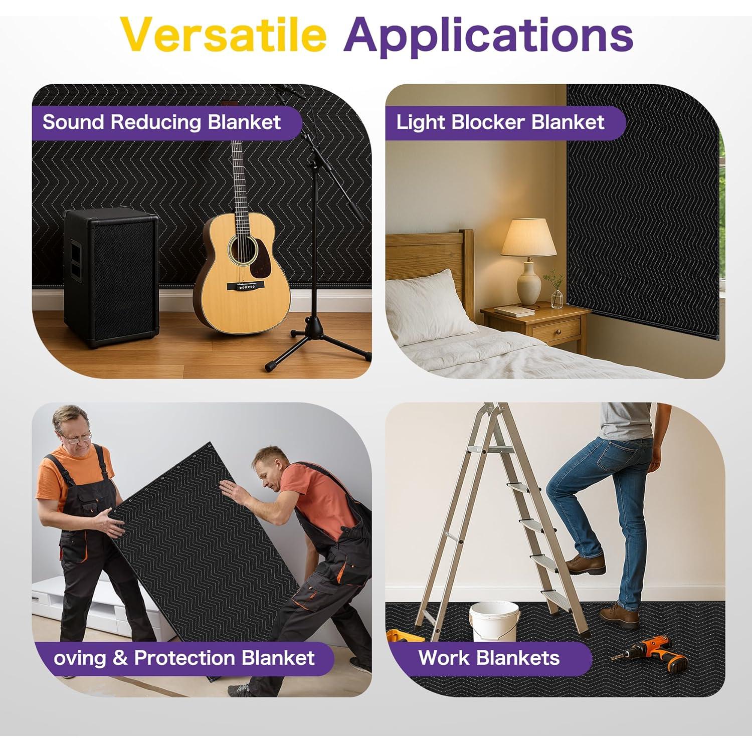 Manta Acústica Aodyow Extra Grande 243.84x203.2 cm Bloqueo de Ruido