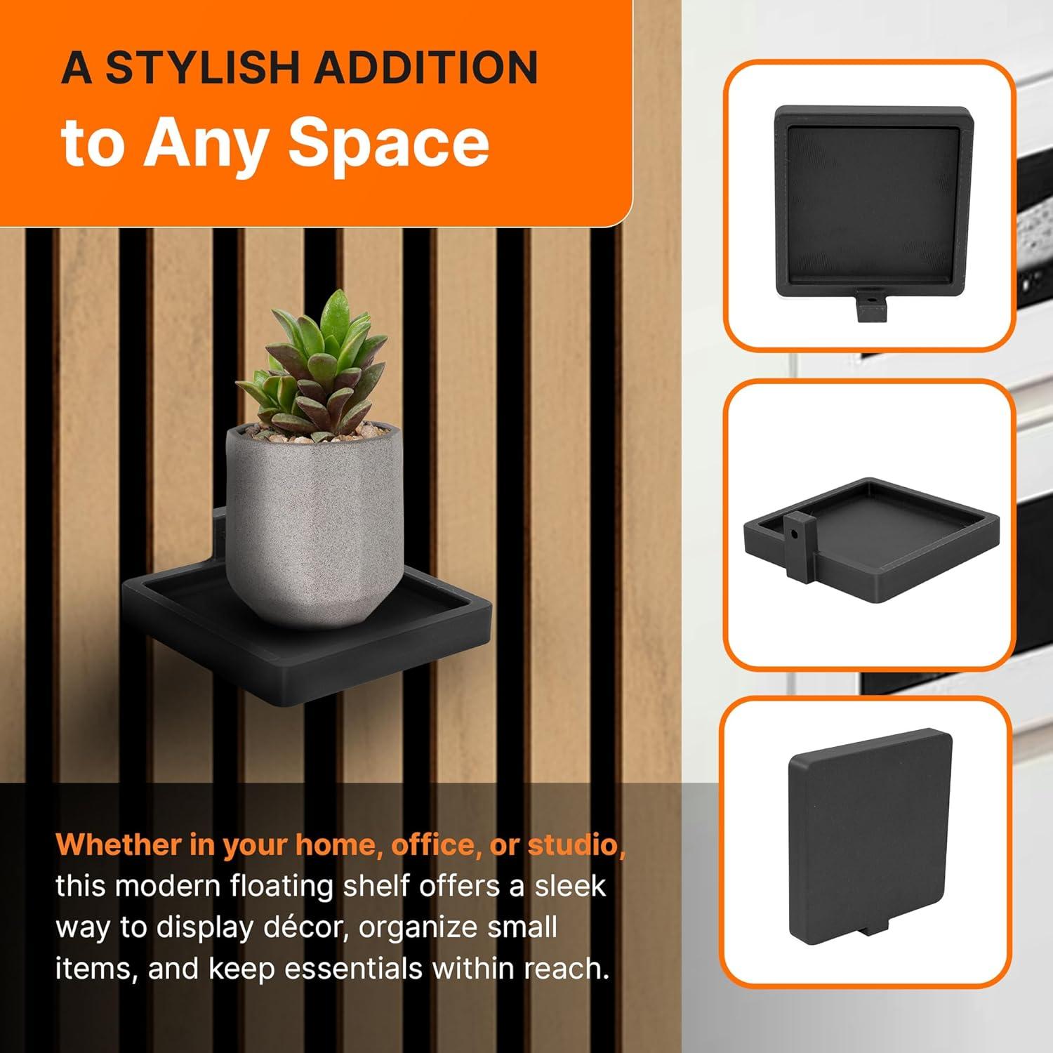 Estante Flotante SplashNColor para Paneles Acústicos - Negro