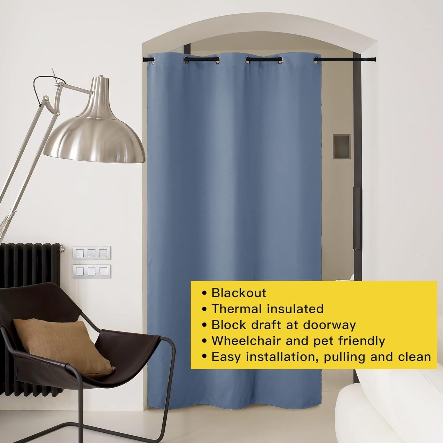 Cortina Divisoria NICETOWN 1.52m x 3.05m Azul Piedra