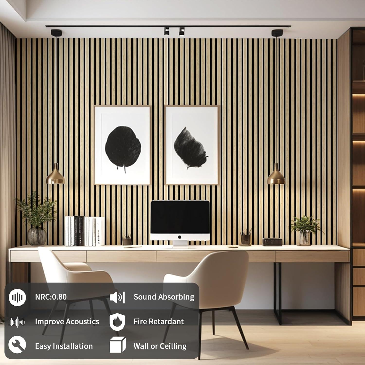 Panel Acústico 3D de Madera Roble AMZDEPOT 121.92x60.96cm 2 Pzas