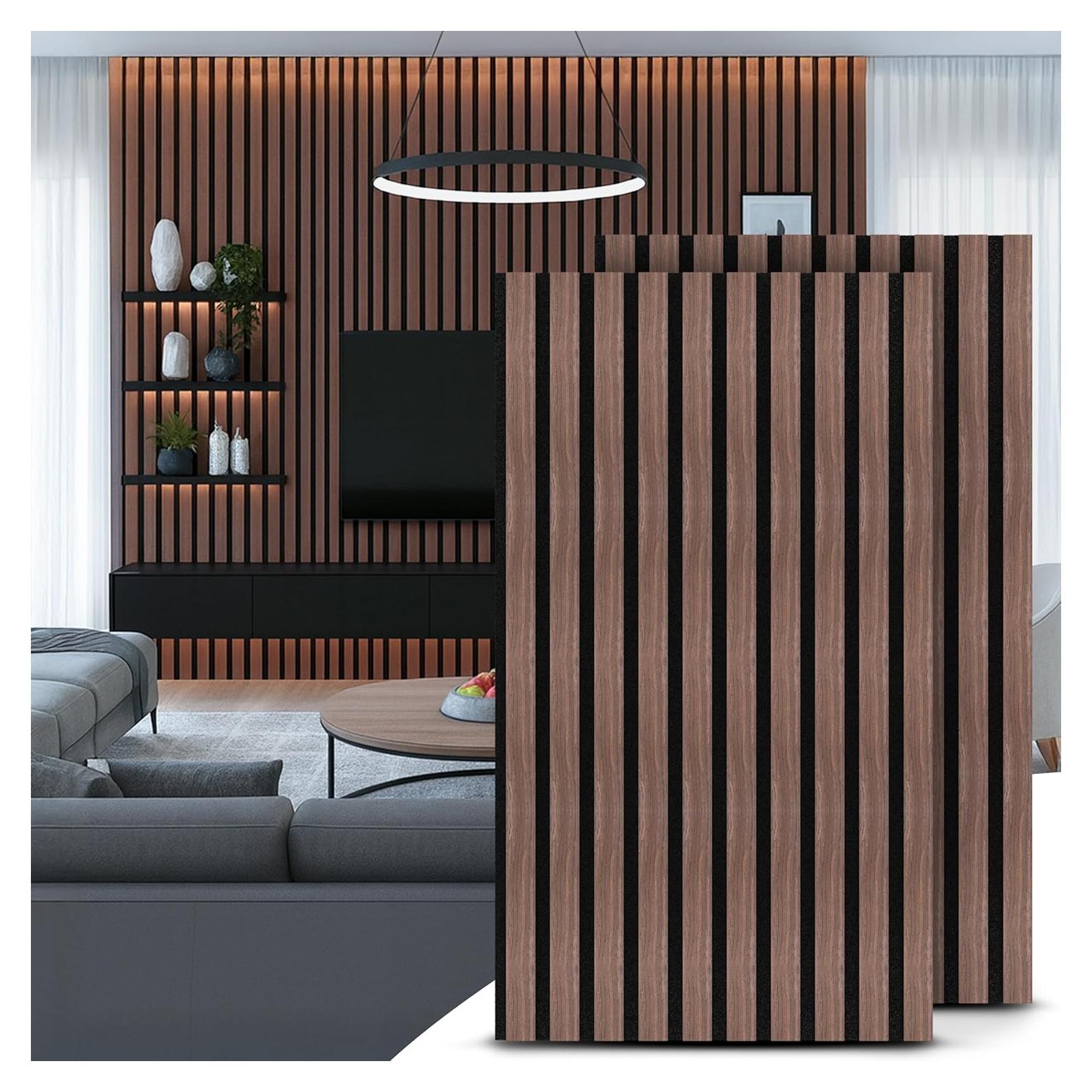 Paneles Acústicos de Madera MDF Nogal - 2 Piezas 120x60 cm