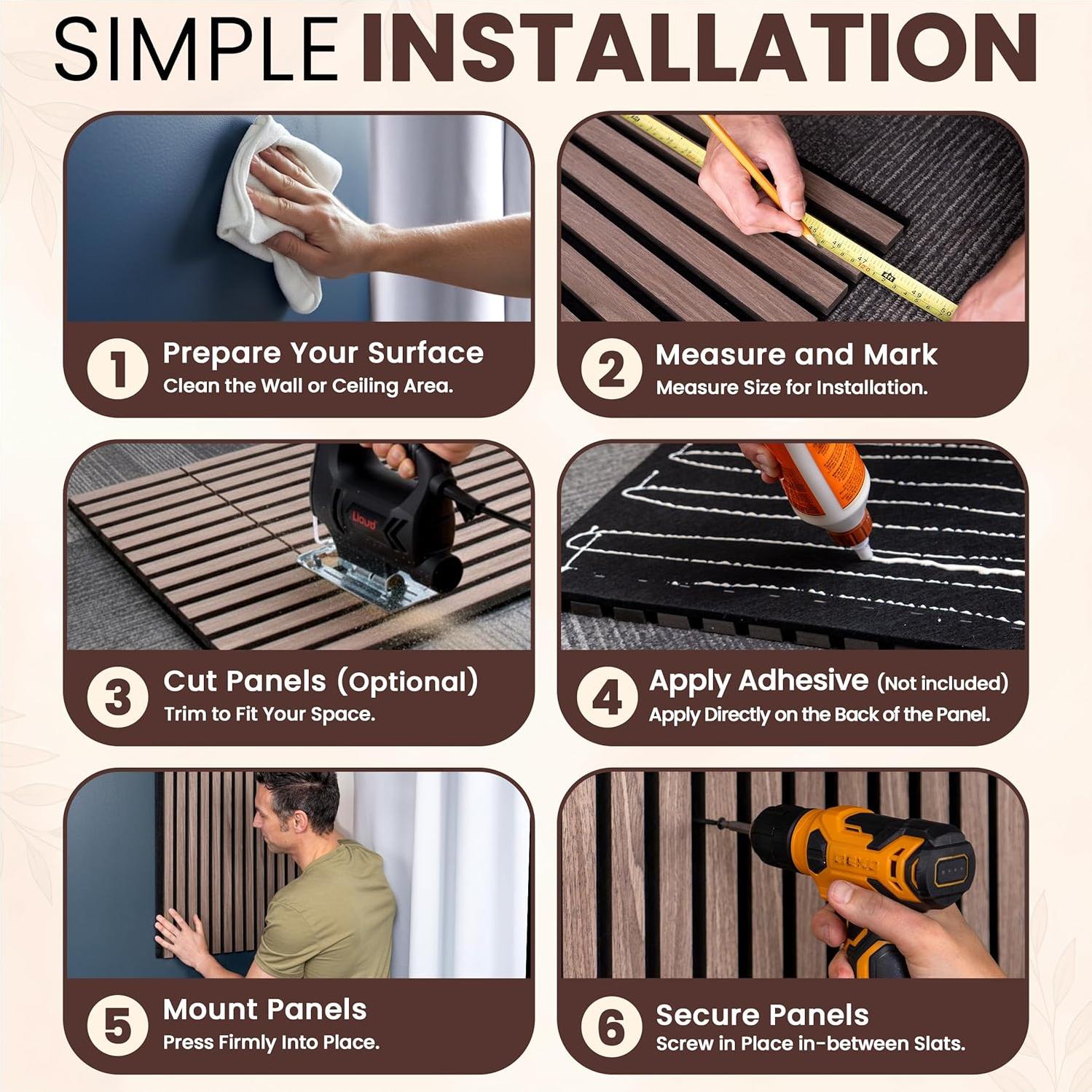 Paneles Acústicos de Madera MDF Nogal - 2 Piezas 120x60 cm