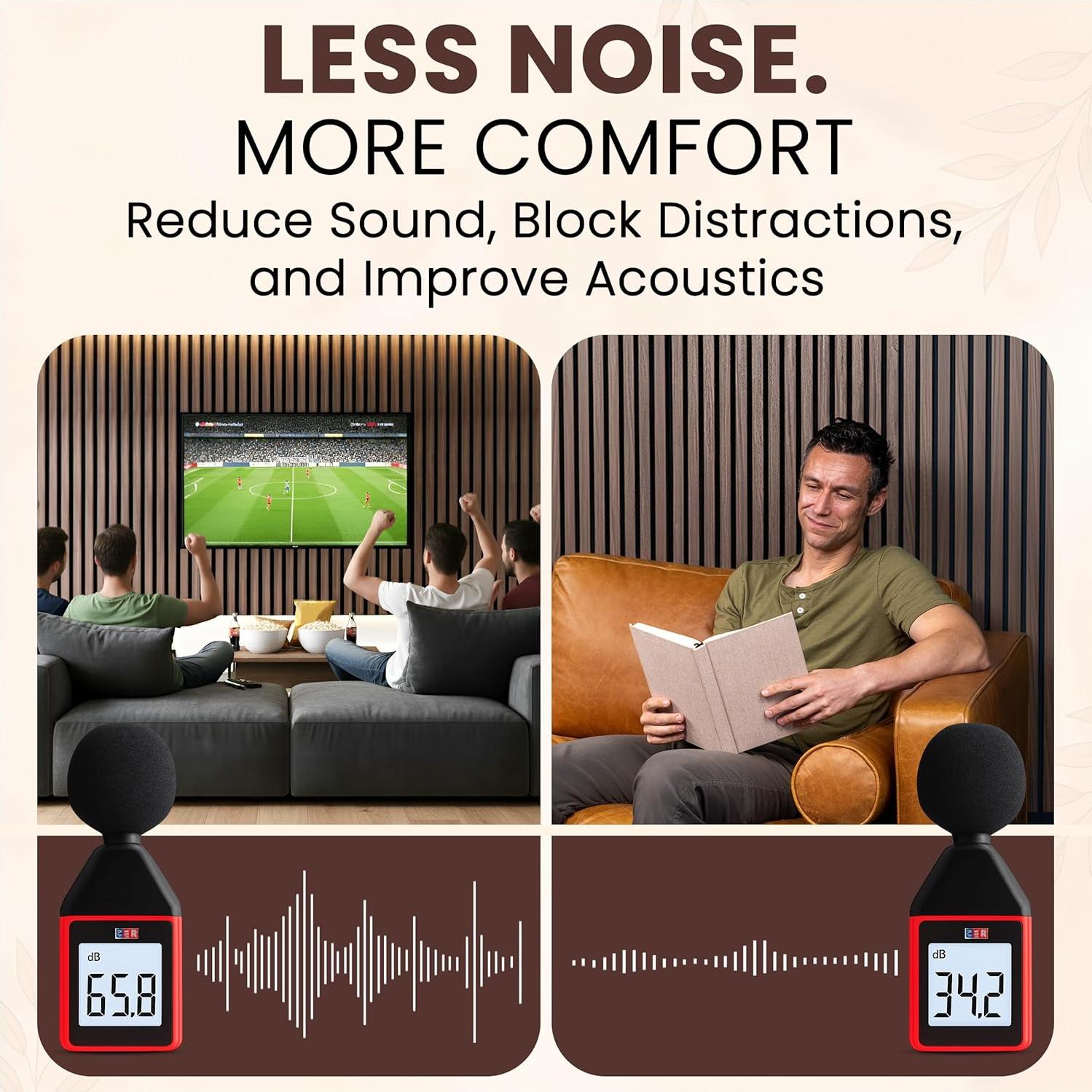 Paneles Acústicos de Madera MDF Nogal - 2 Piezas 120x60 cm