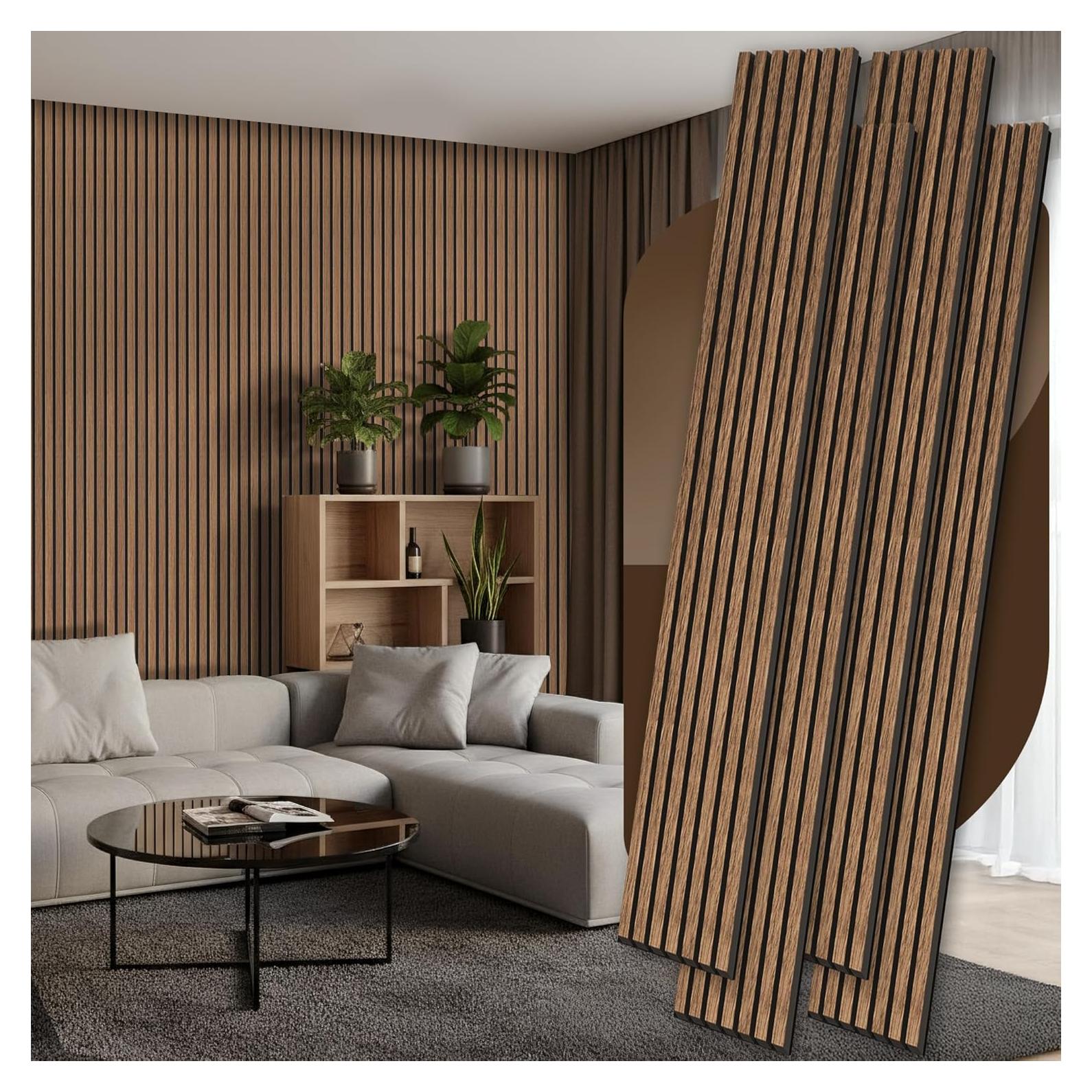 Paneles Acústicos de Madera Nuez - 4 Piezas 270 x 28 cm