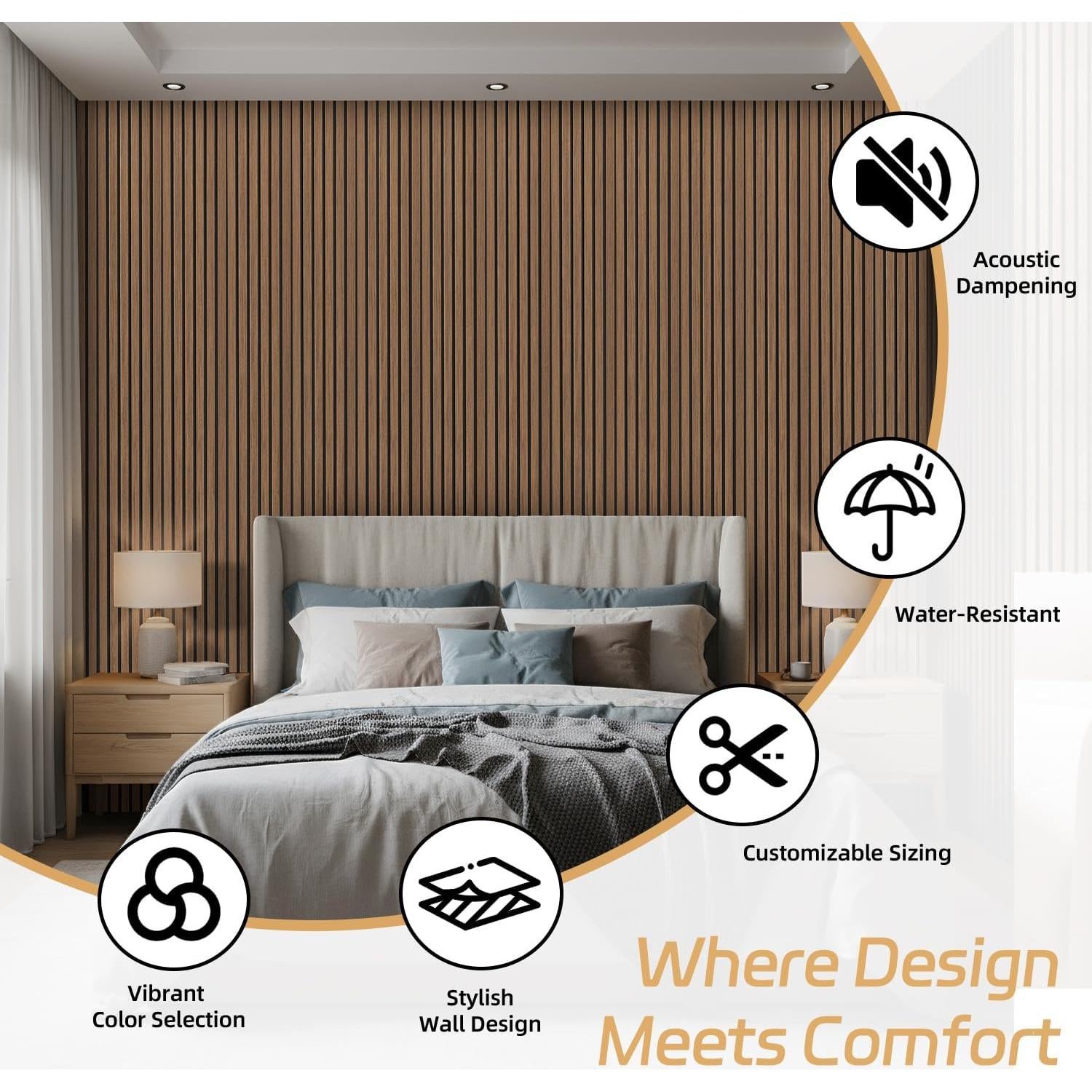 Paneles Acústicos de Madera Nuez - 4 Piezas 270 x 28 cm