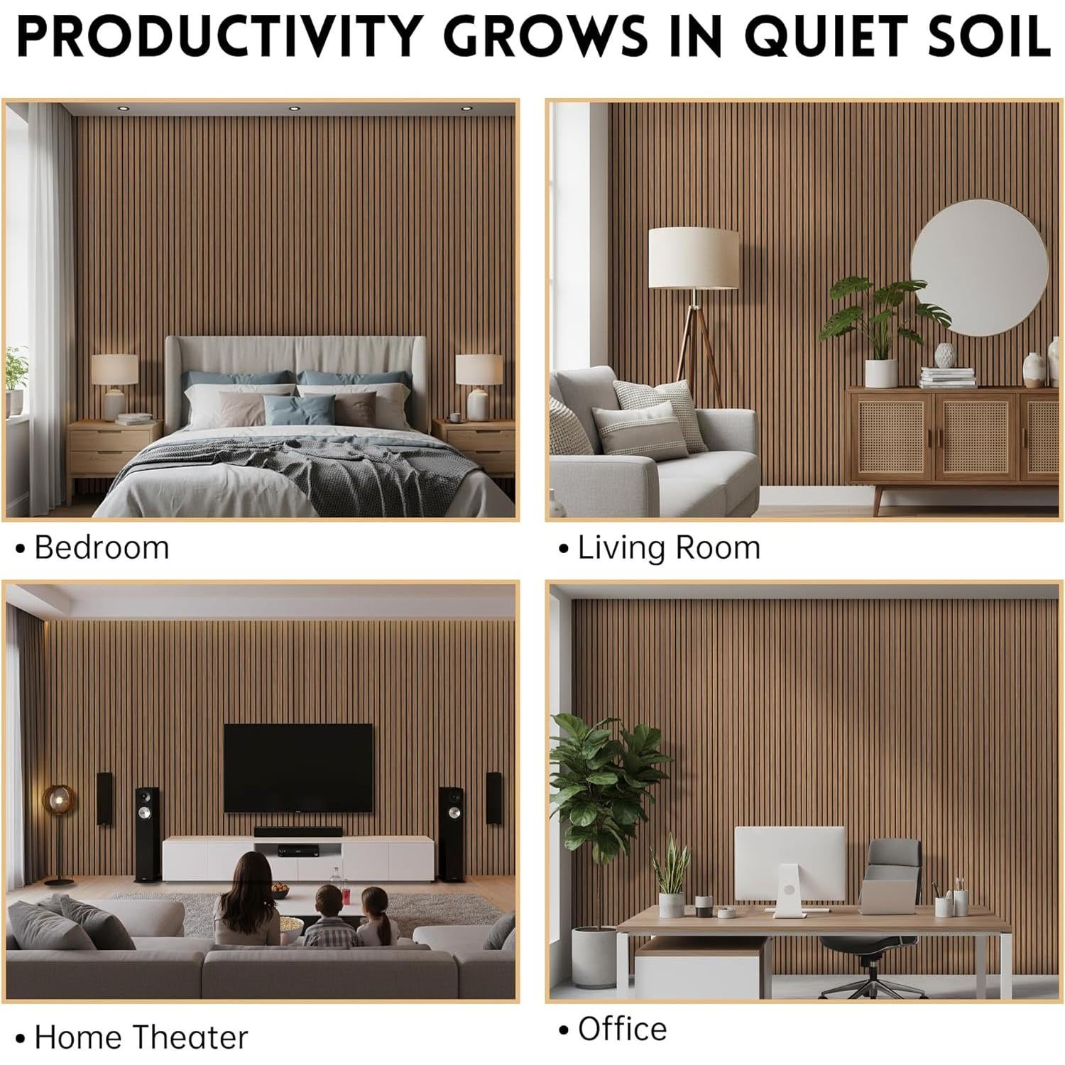 Paneles Acústicos de Madera Nuez - 4 Piezas 270 x 28 cm