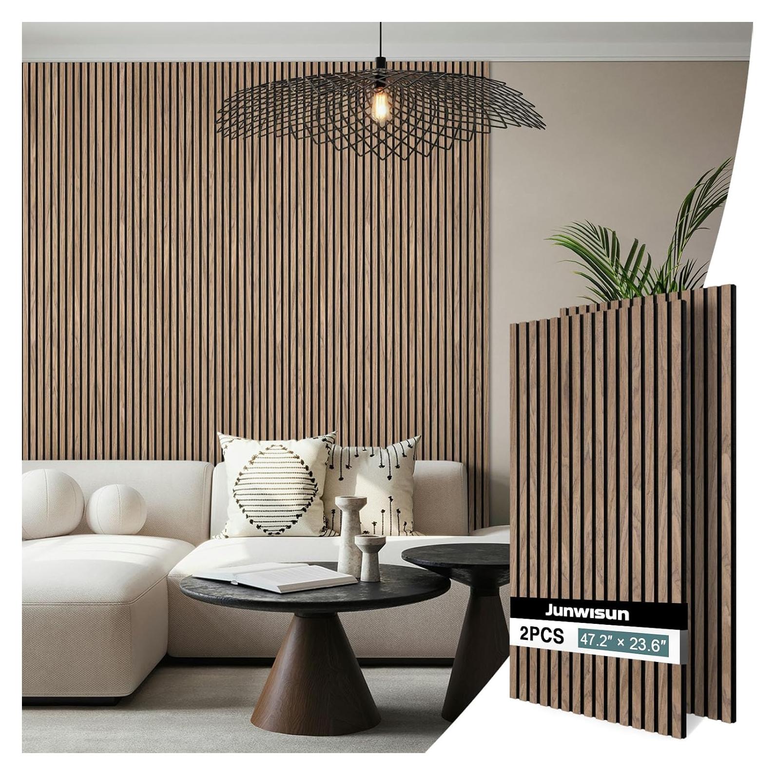 Paneles Acústicos de Madera Junwisun 120x60 cm 2 Piezas Nuez