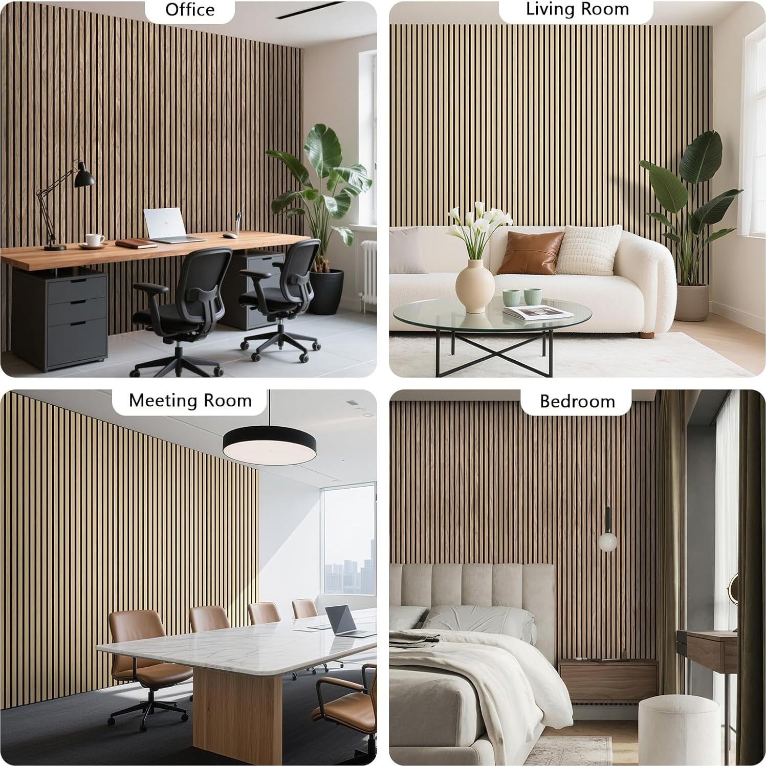 Paneles Acústicos de Madera Junwisun 120x60 cm 2 Piezas Nuez