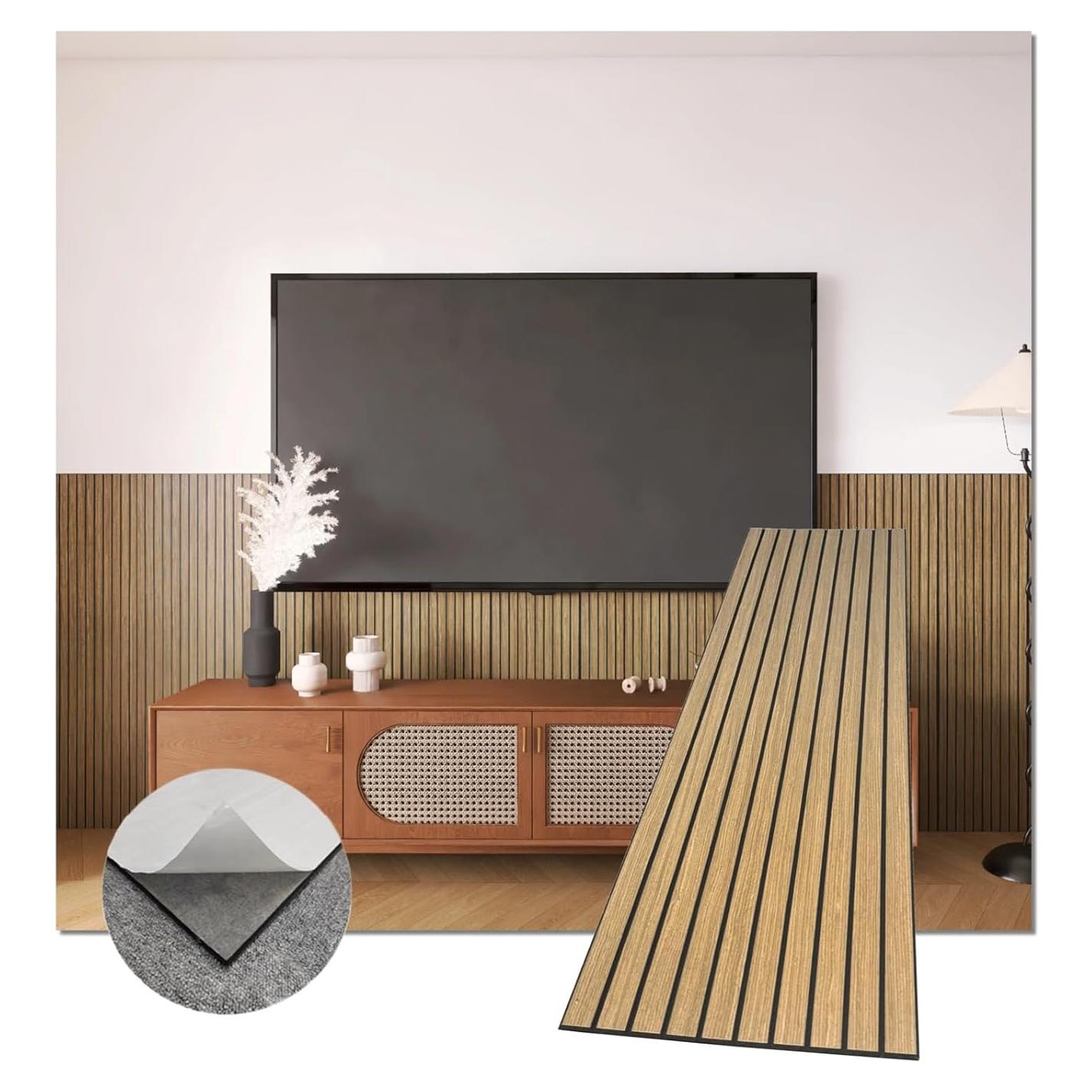 Paneles Acústicos Autoadhesivos Eazart Nuez 8 Piezas 120x30cm