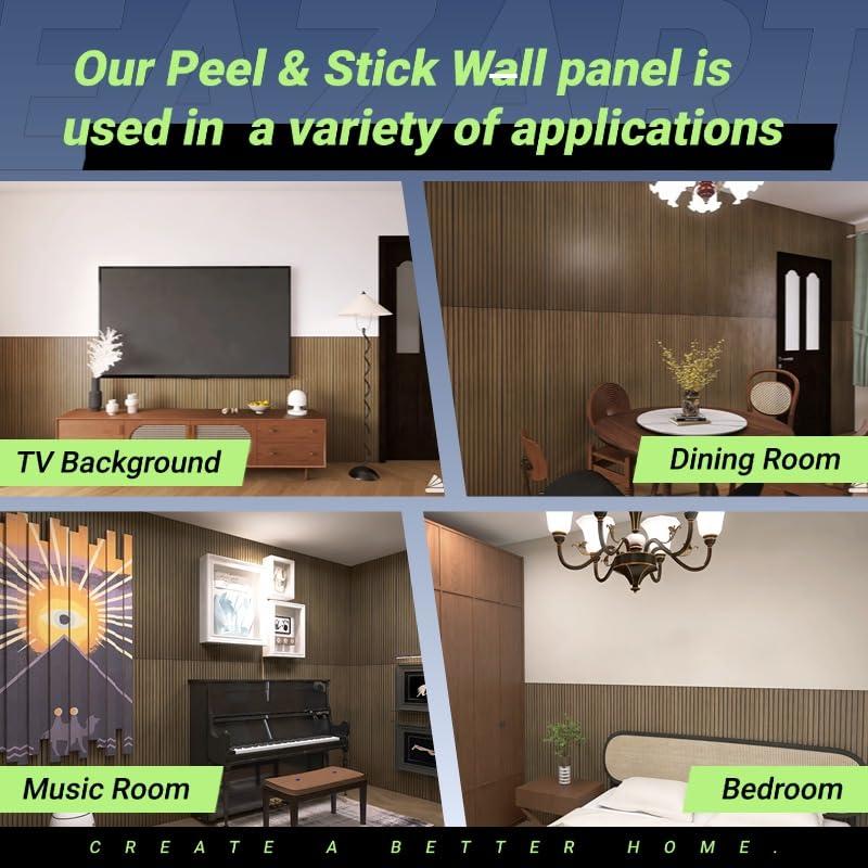 Paneles Acústicos Autoadhesivos Eazart Nuez 8 Piezas 120x30cm