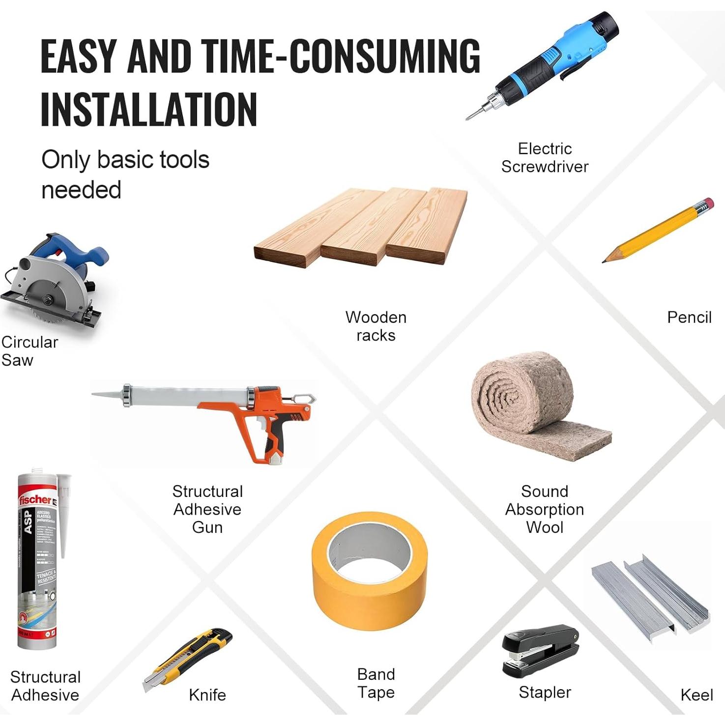 Panel Acústico VEVOR de MDF 240x20 cm, 4 Piezas Madera Plateada