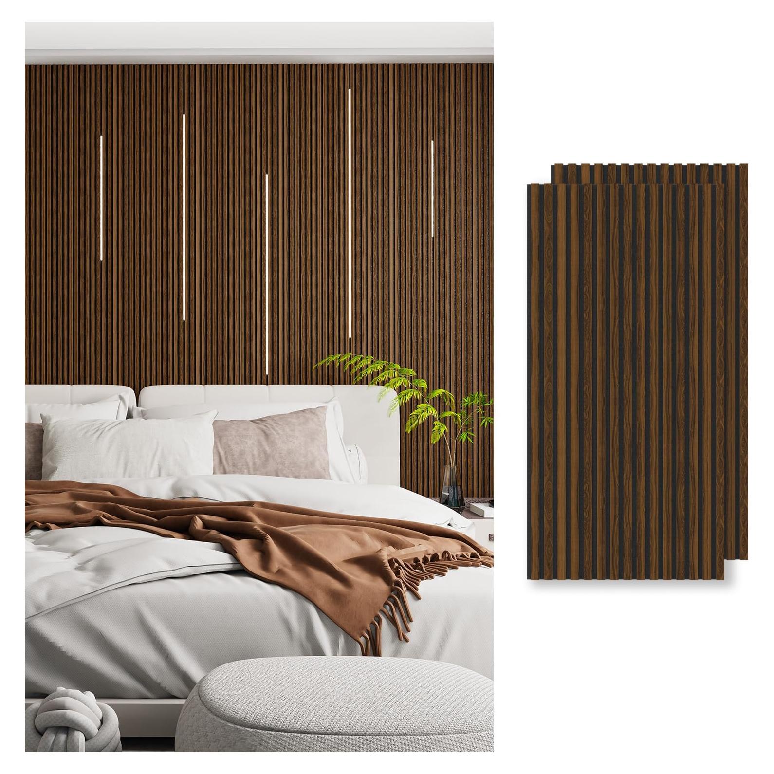 Paneles Acústicos de Madera Nuez 121.92x60.96 cm - Paquete de 2