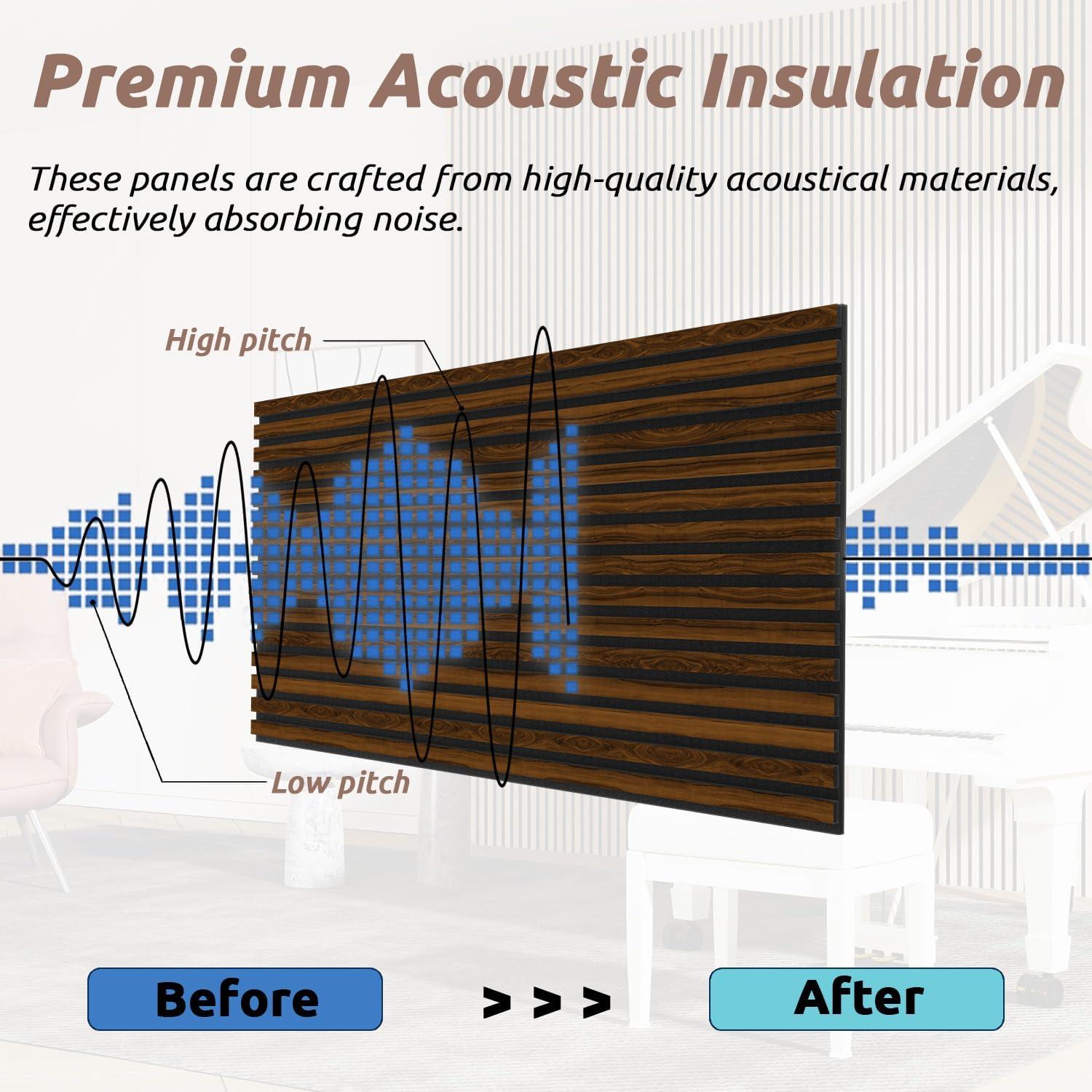 Paneles Acústicos de Madera Nuez 121.92x60.96 cm - Paquete de 2