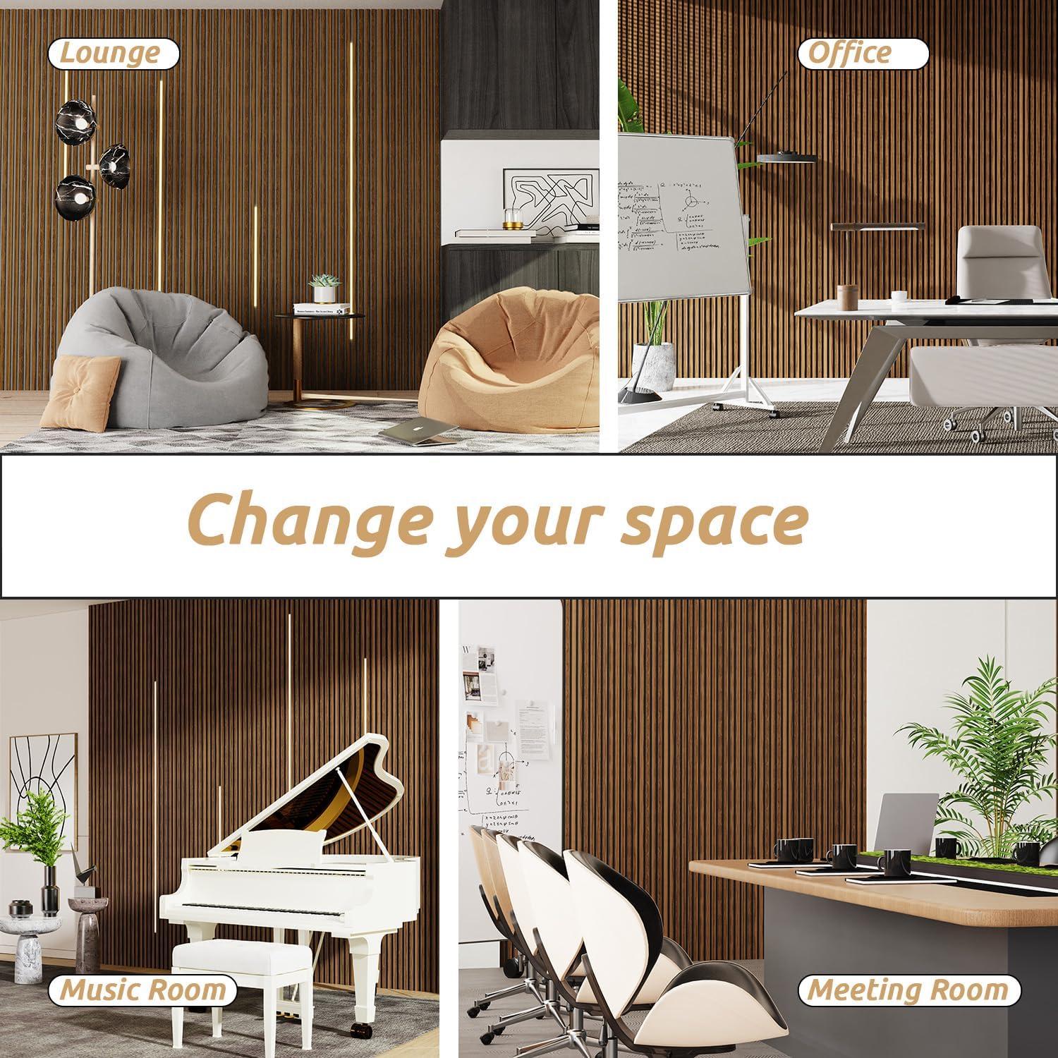 Paneles Acústicos de Madera Nuez 121.92x60.96 cm - Paquete de 2