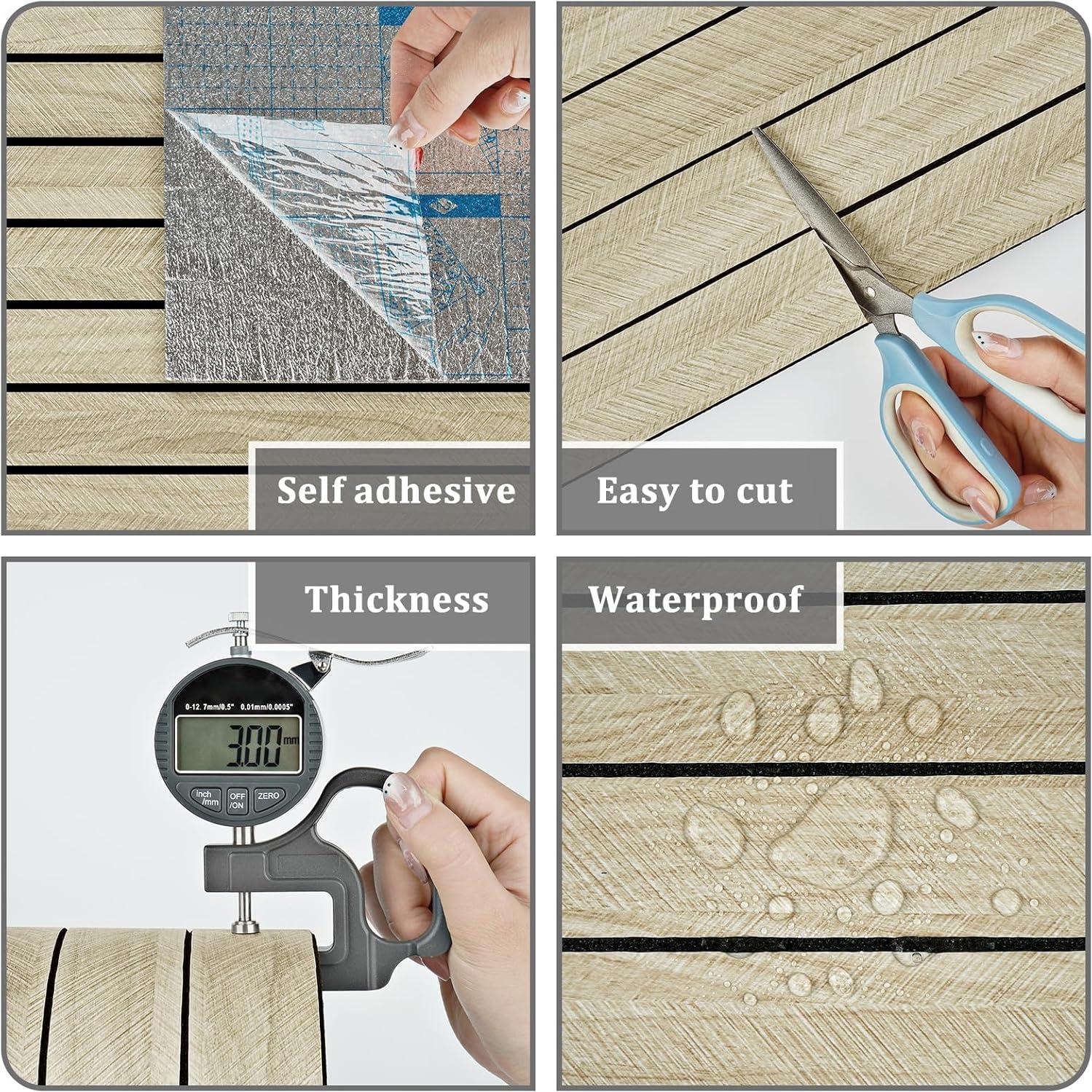 Paneles de Madera Beige STICKEEP 3D Autoadhesivos 30.48x304.8 cm