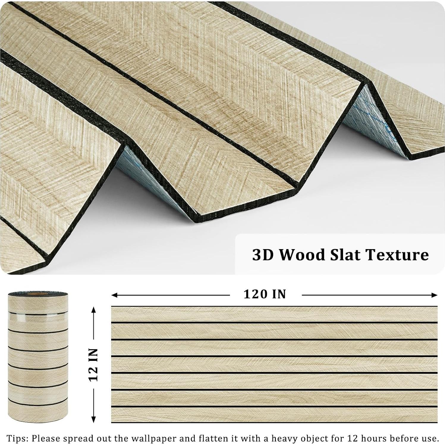 Paneles de Madera Beige STICKEEP 3D Autoadhesivos 30.48x304.8 cm