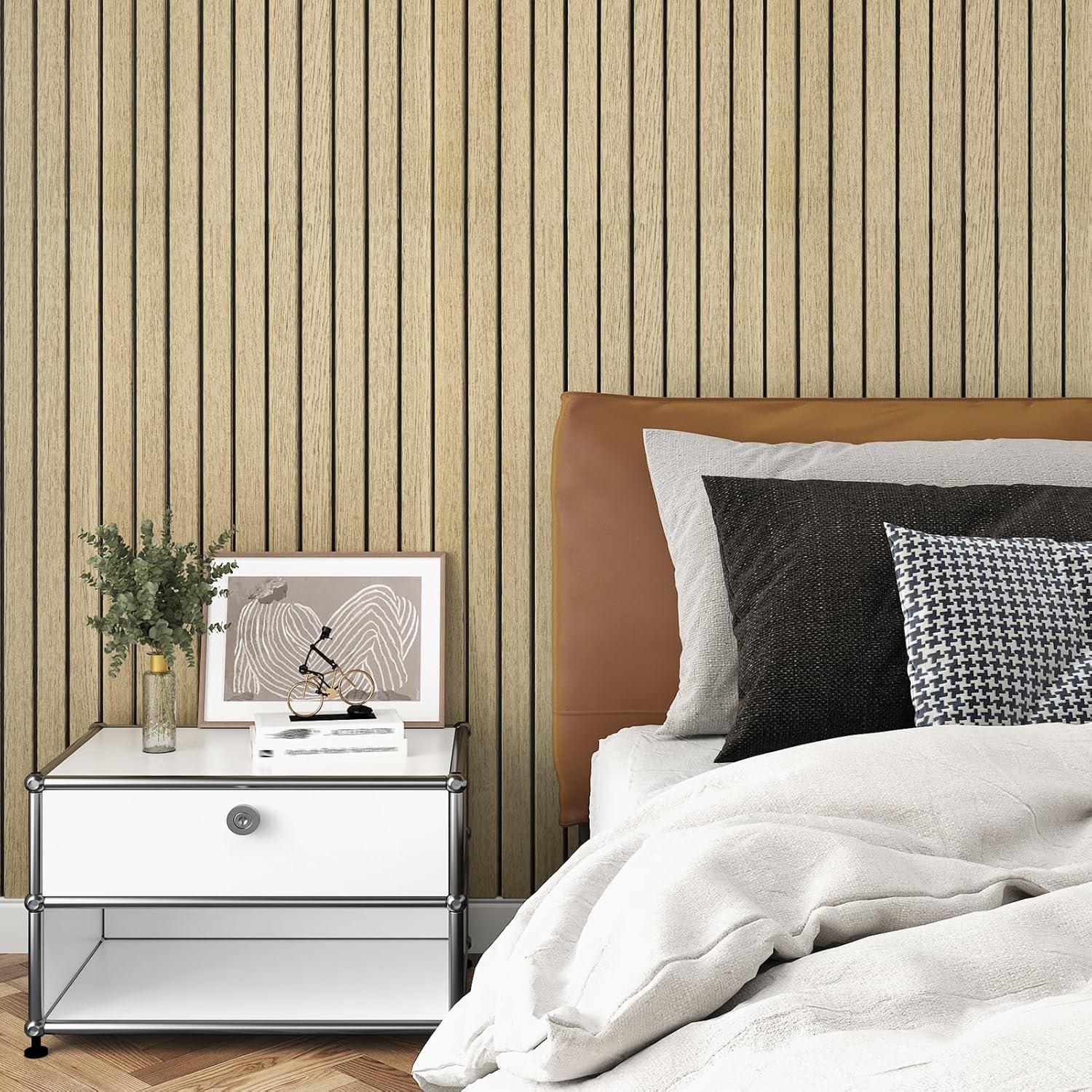 Papel Tapiz Autoadhesivo 3D Wallderful Madera Marrón Claro