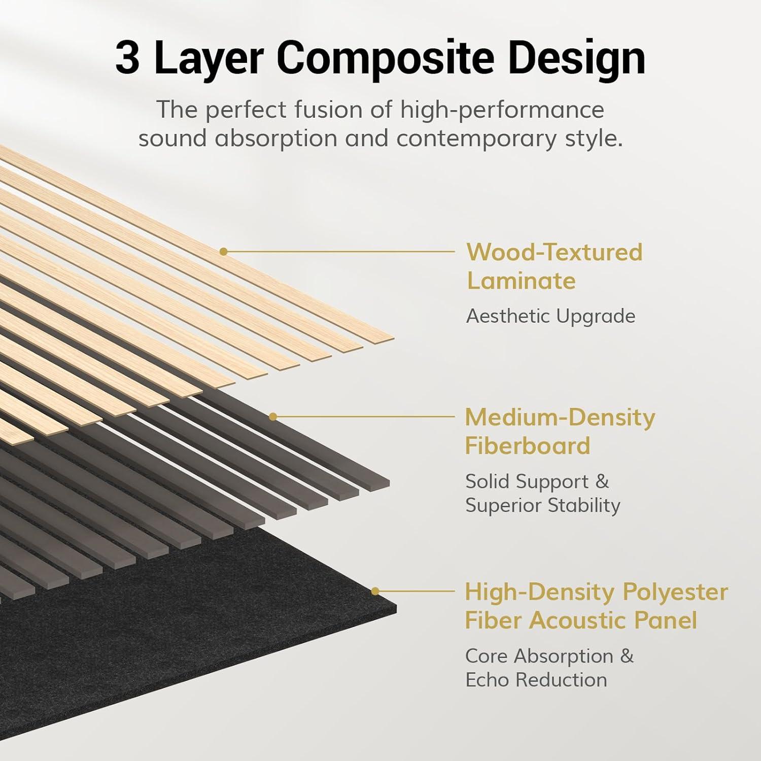 Paneles Acústicos de Madera TONOR 4 PCS Roble 120x60 cm