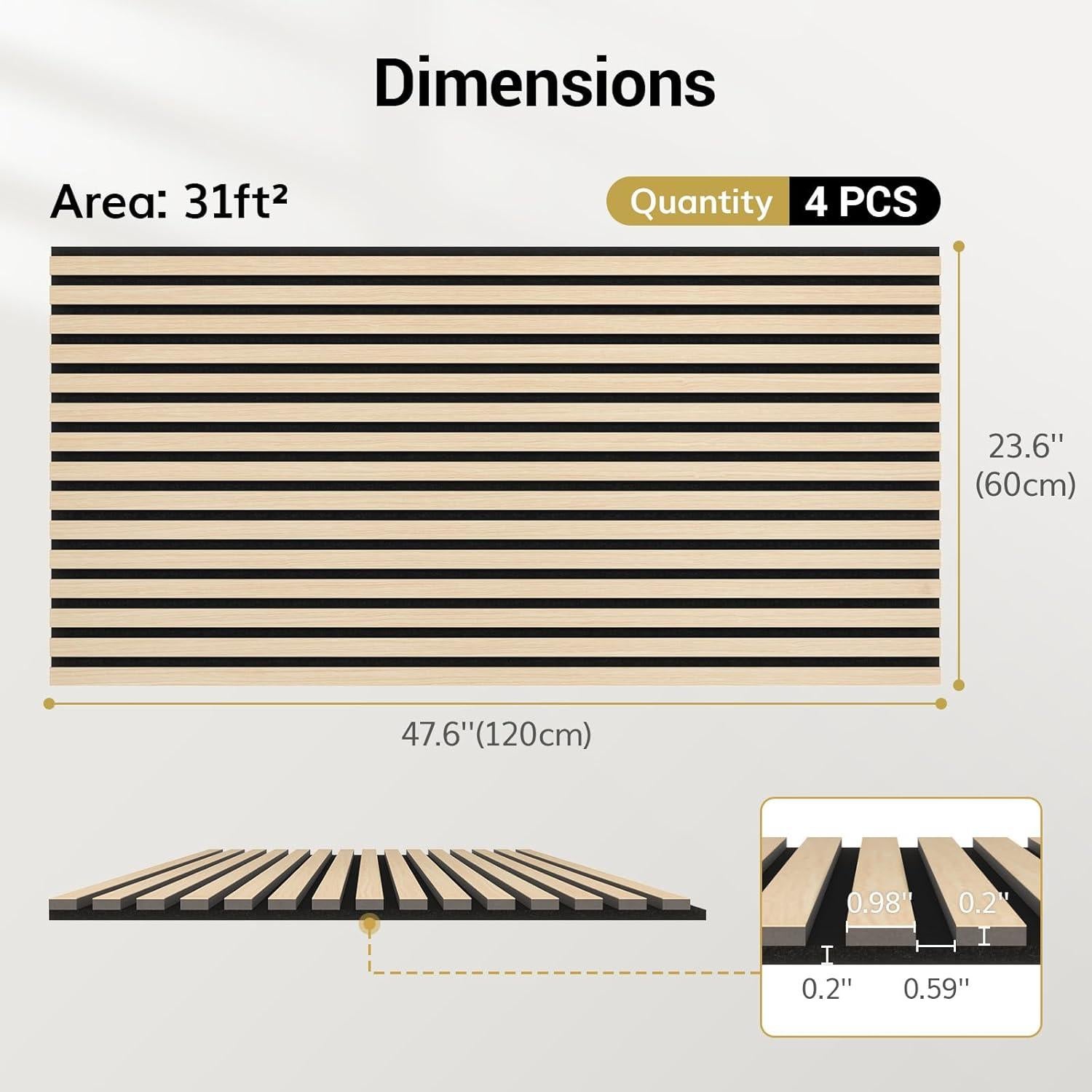 Paneles Acústicos de Madera TONOR 4 PCS Roble 120x60 cm