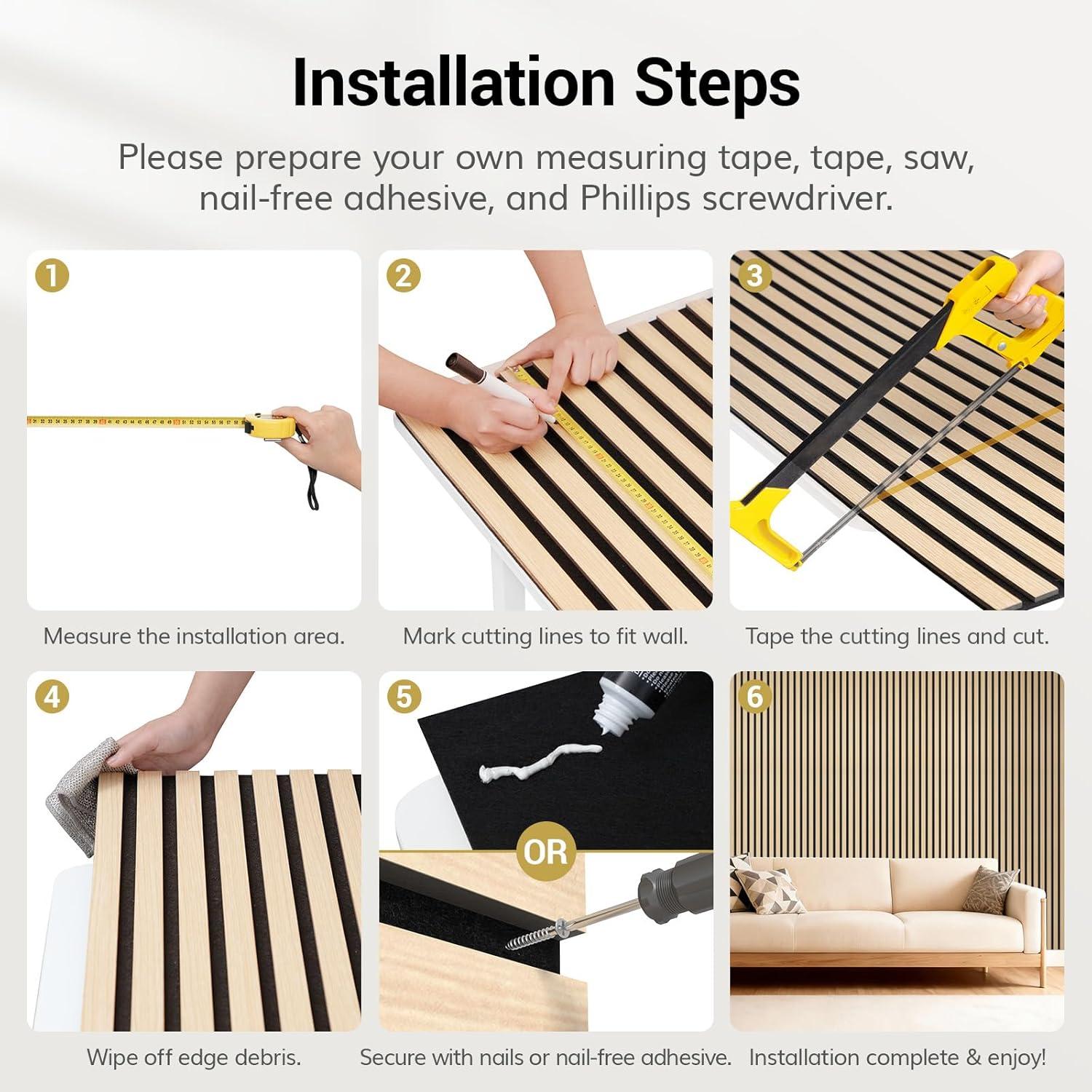 Paneles Acústicos de Madera TONOR 4 PCS Roble 120x60 cm