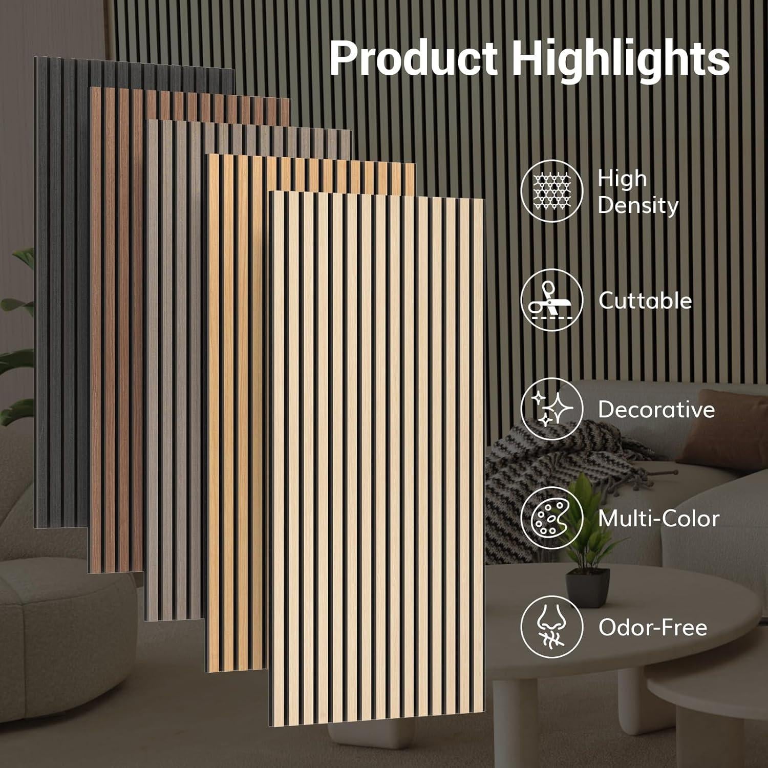 Paneles Acústicos de Madera TONOR 4 PCS Roble 120x60 cm