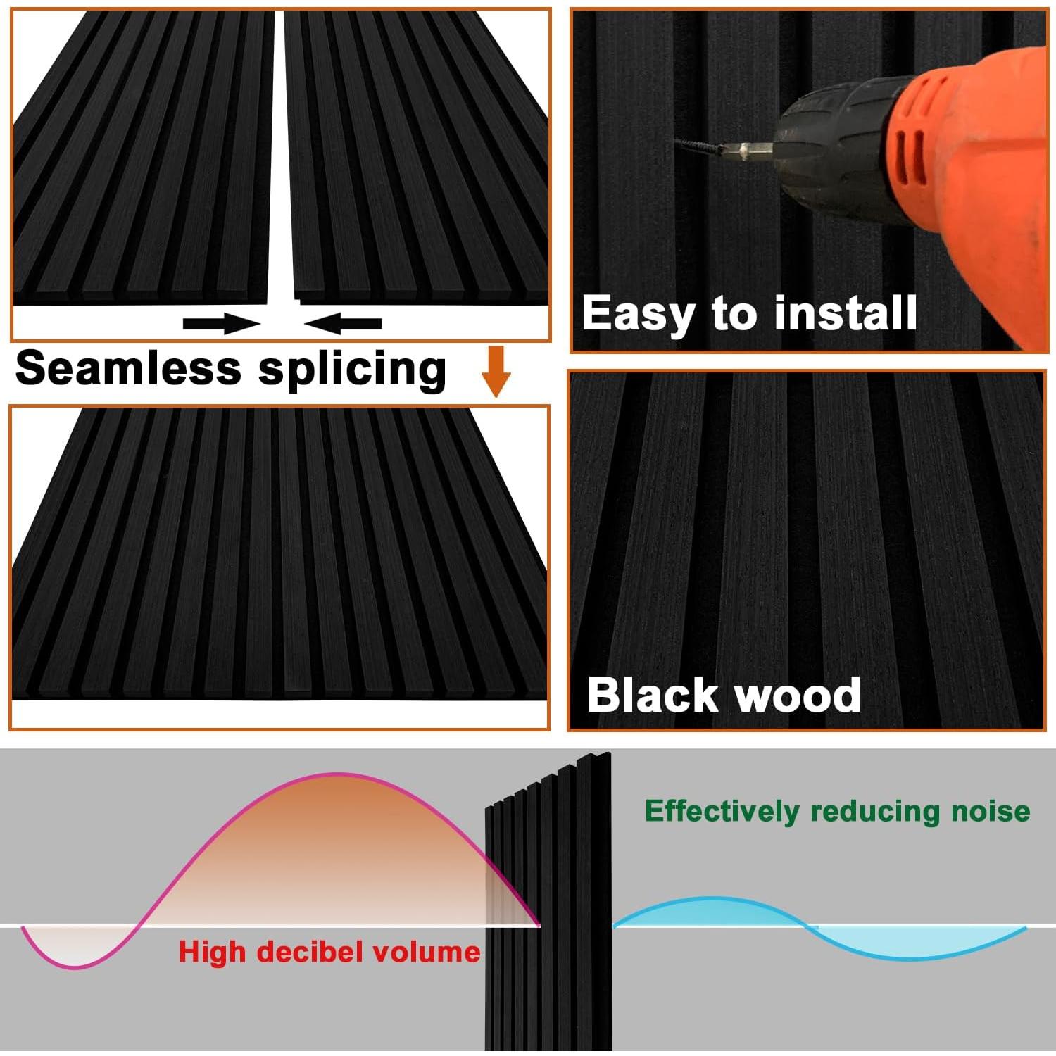 Paneles Acústicos de Madera YLL 3D 240.5x32.5 cm Roble Negro