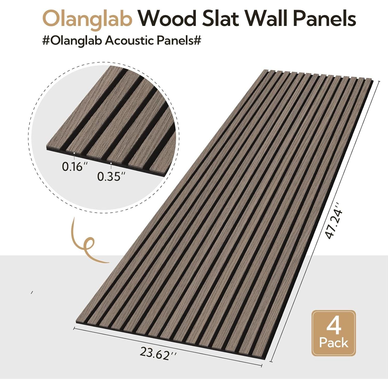 Paneles Acústicos de Madera Olanglab 4 Pack 60x120 cm Nogal
