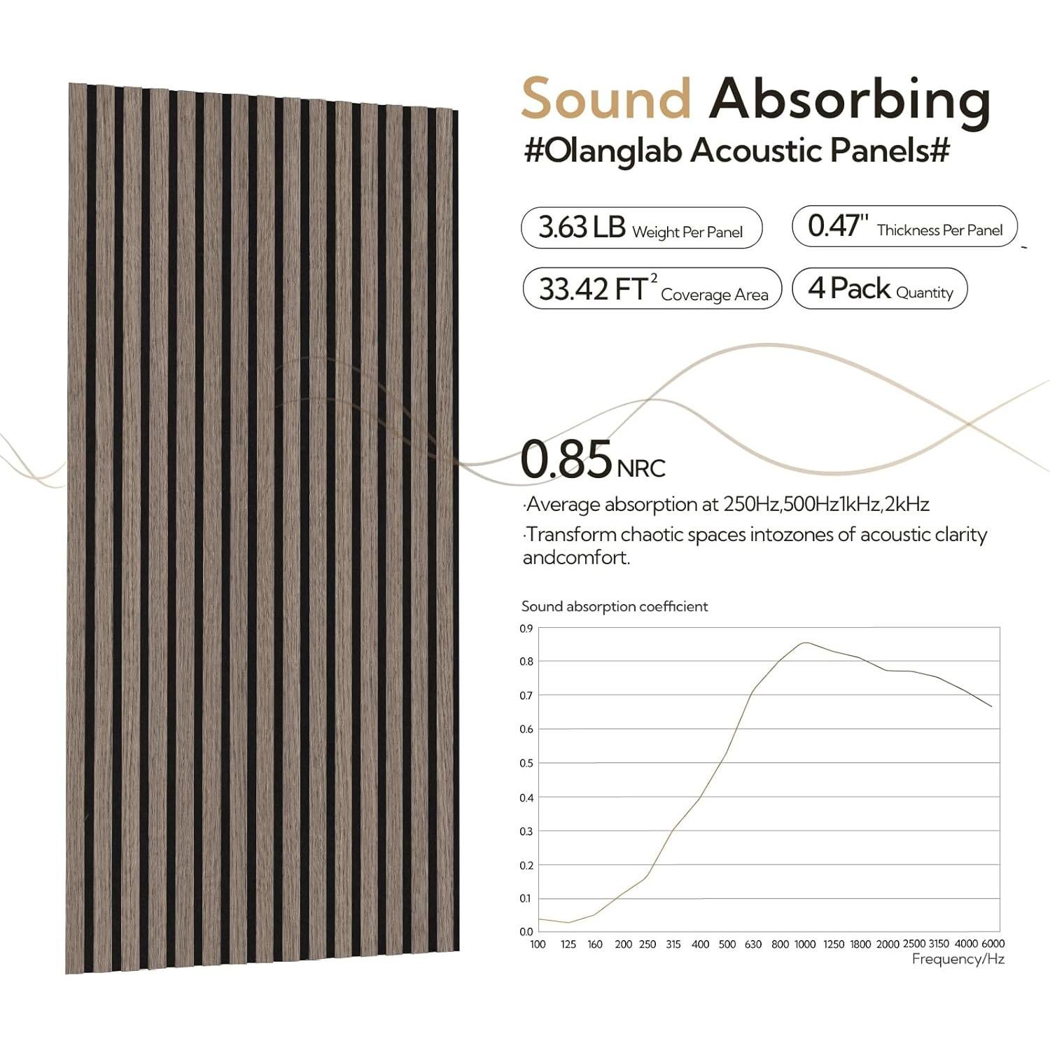 Paneles Acústicos de Madera Olanglab 4 Pack 60x120 cm Nogal