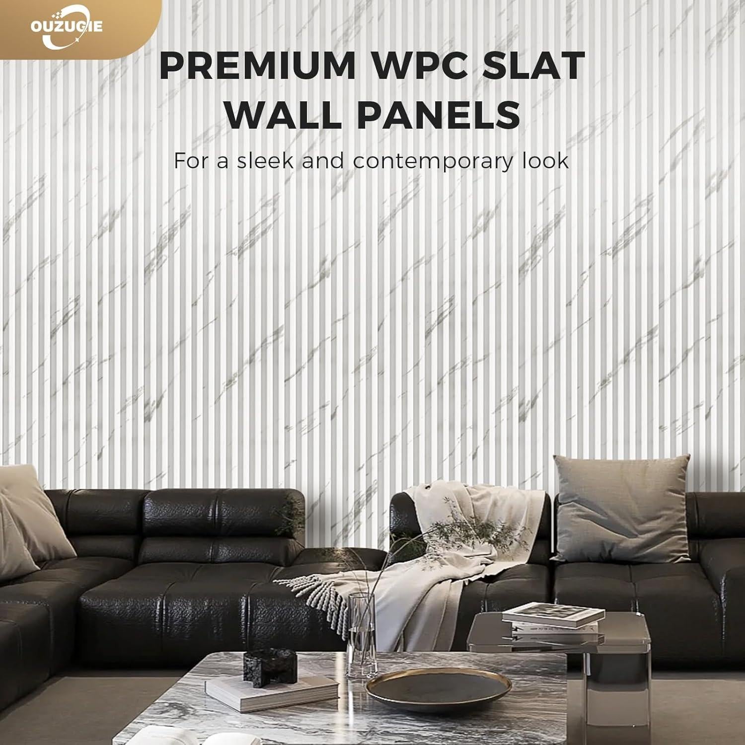 Paneles Acústicos de Pared WPC OUZUGIE 114x15.24cm Paquete de 8