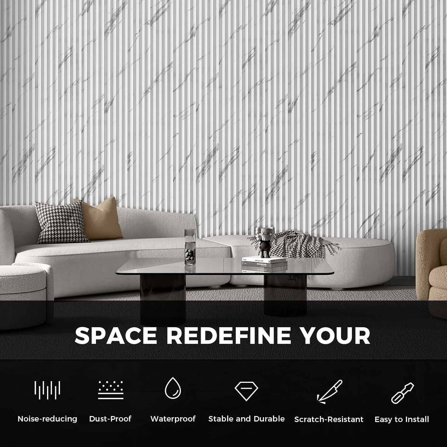 Paneles Acústicos de Pared WPC OUZUGIE 114x15.24cm Paquete de 8