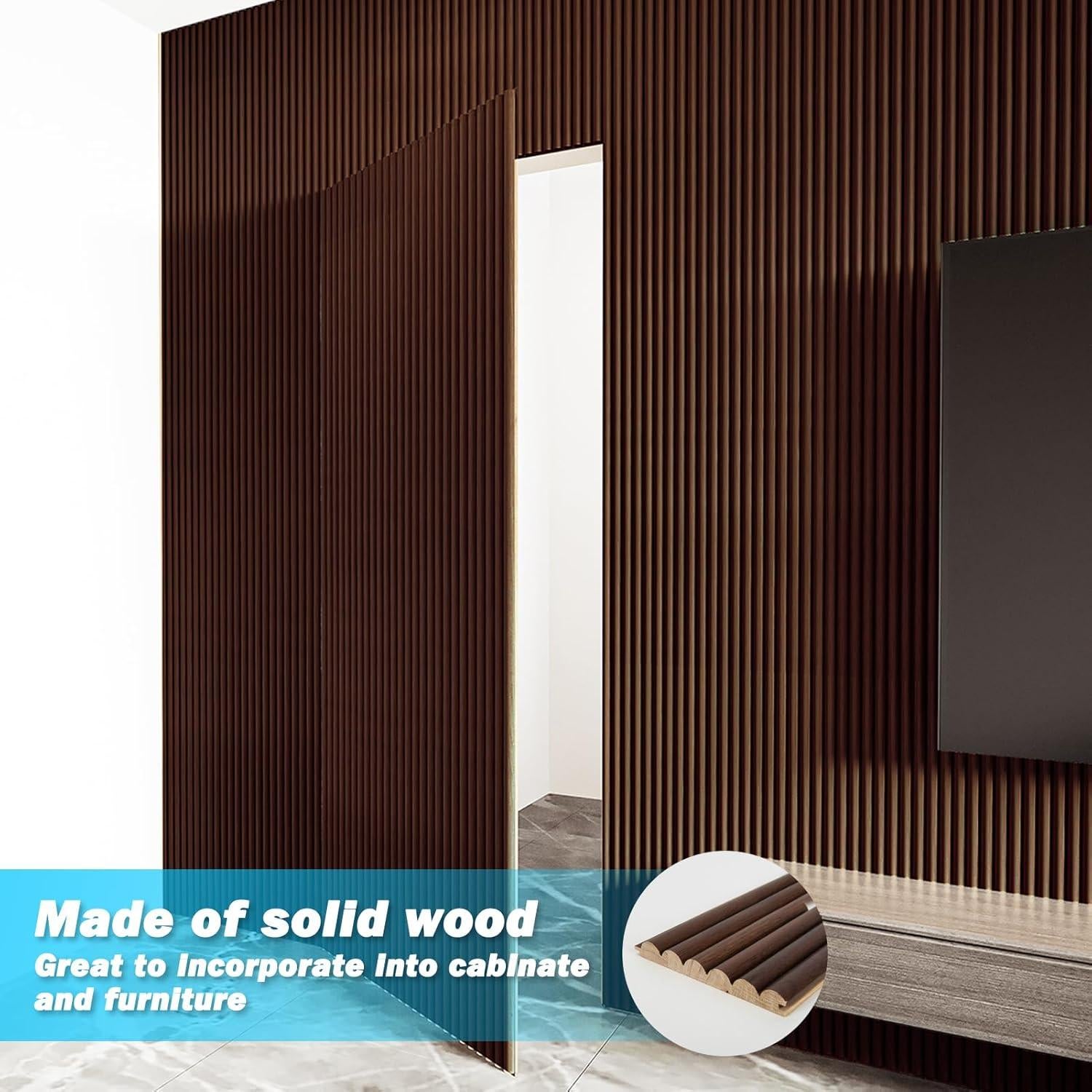 Panel Acústico de Madera Art3d 108x5.7" Nogal Bead - 5 Piezas