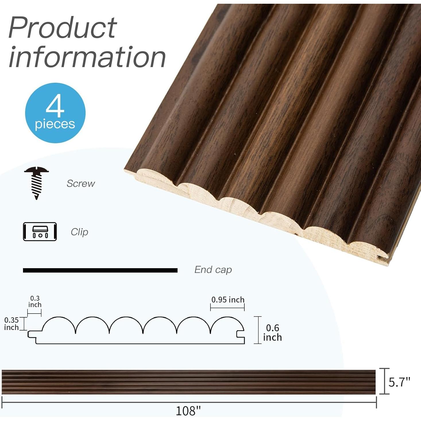 Panel Acústico de Madera Art3d 108x5.7" Nogal Bead - 5 Piezas